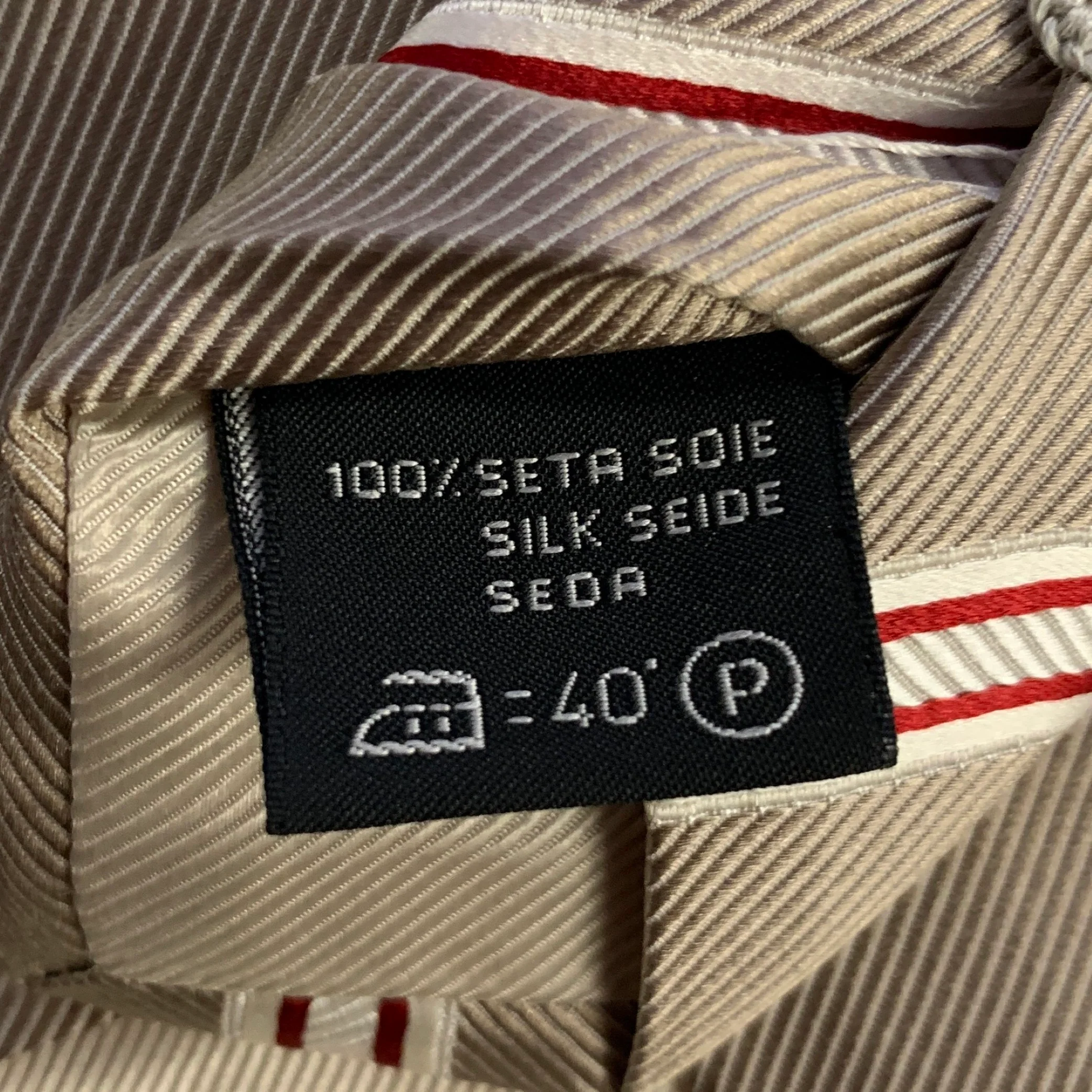 ERMENEGILDO ZEGNA One Size Tan Red Diagonal Stripe Silk Tie - Image 4