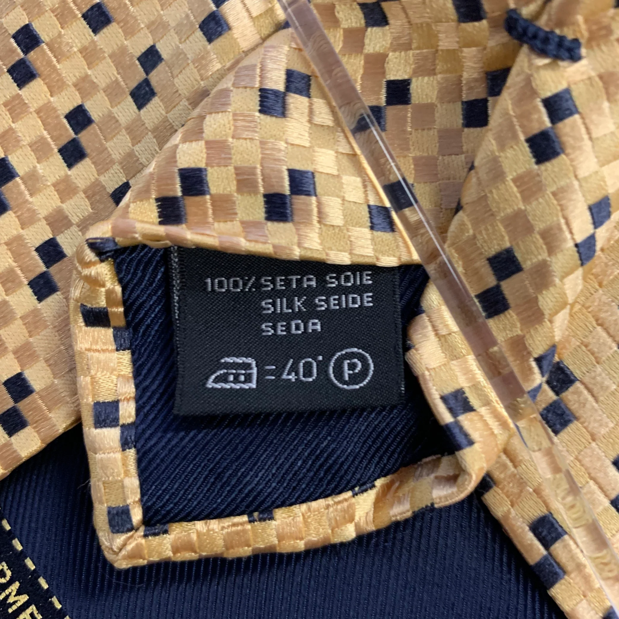 ERMENEGILDO ZEGNA One Size Yellow Black Silk Tie - Image 3