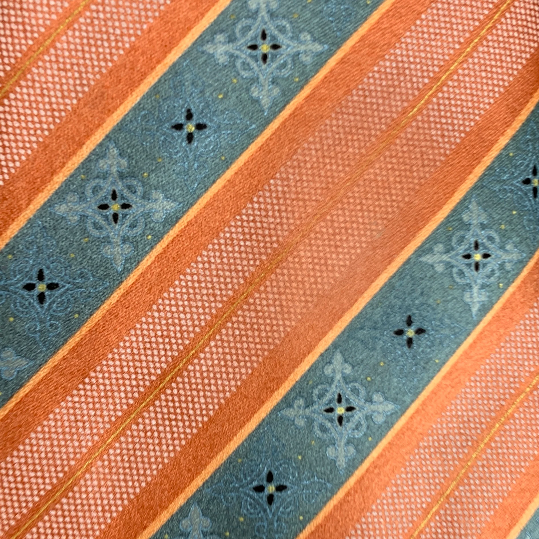 ERMENEGILDO ZEGNA Orange Grey Diagonal Stripe Silk Tie - Image 2