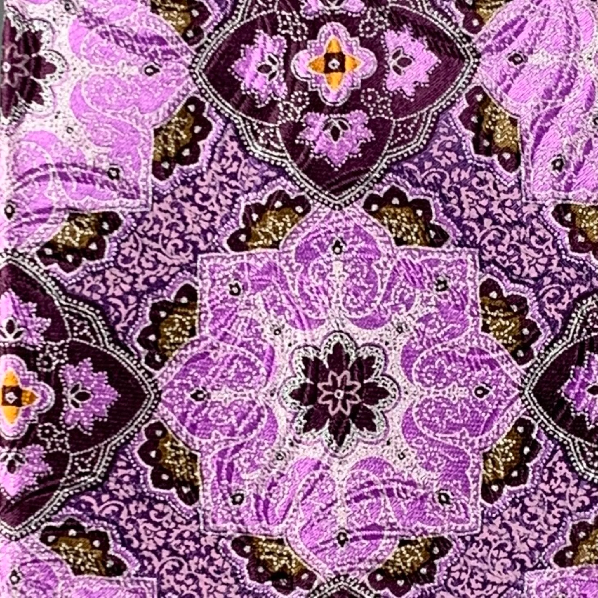 ERMENEGILDO ZEGNA Purple Brown Abstrack Floral Silk Satin Tie - Image 3