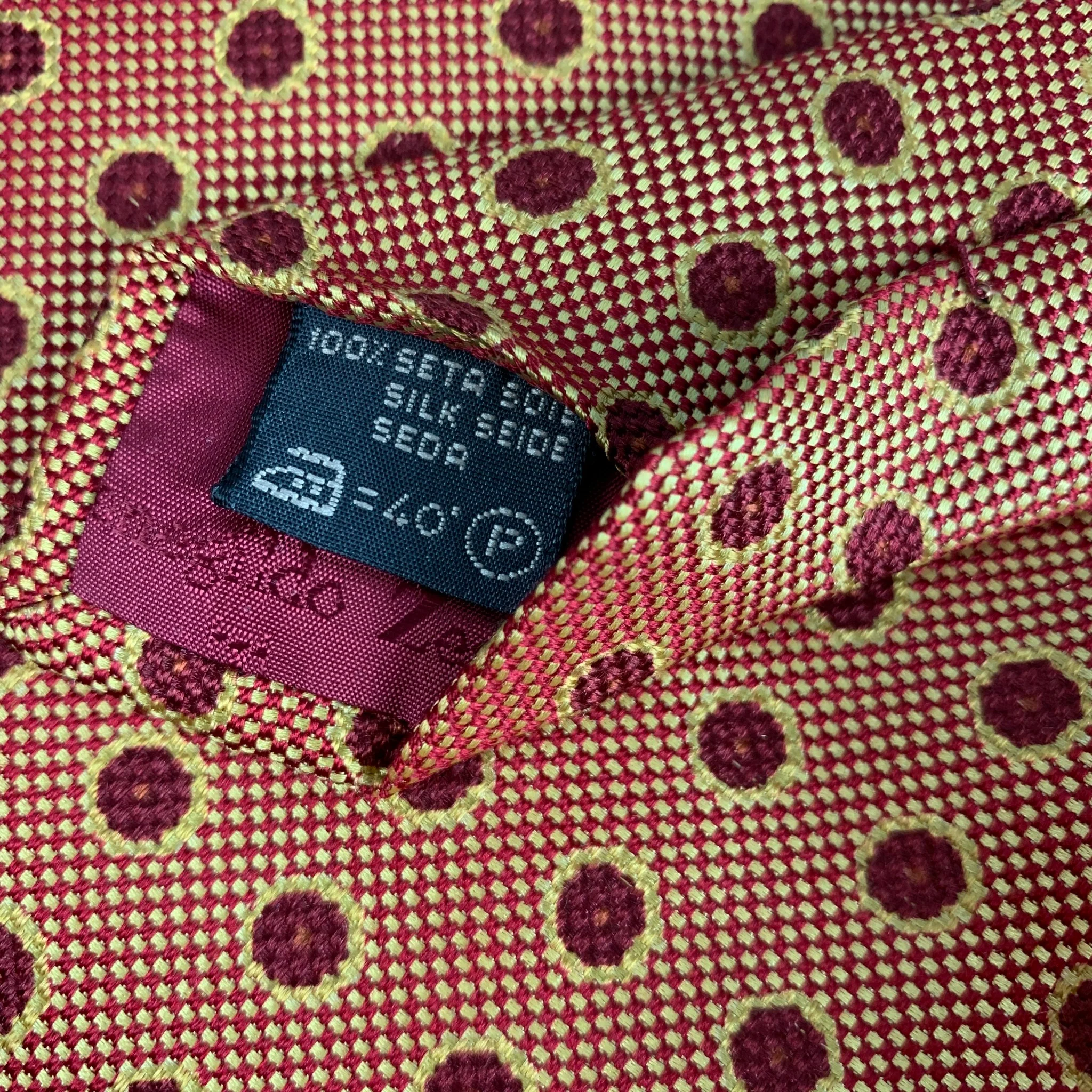 ERMENEGILDO ZEGNA Red & Yellow Dots Silk Tie - Image 5