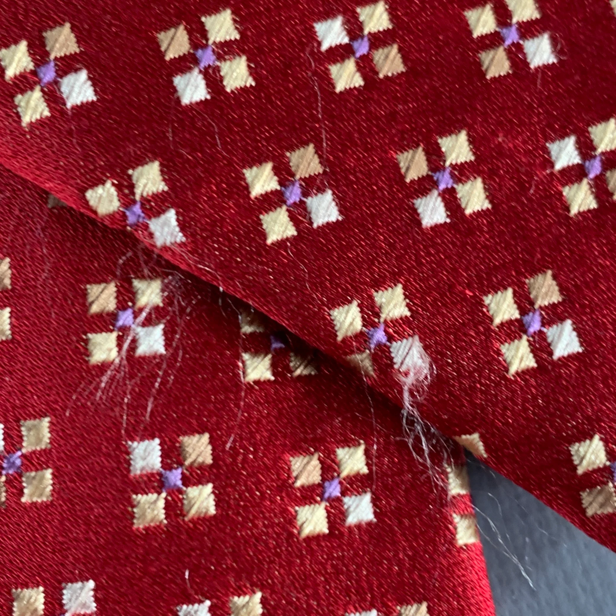 ERMENEGILDO ZEGNA Red Yellow Squares Silk Tie - Image 6