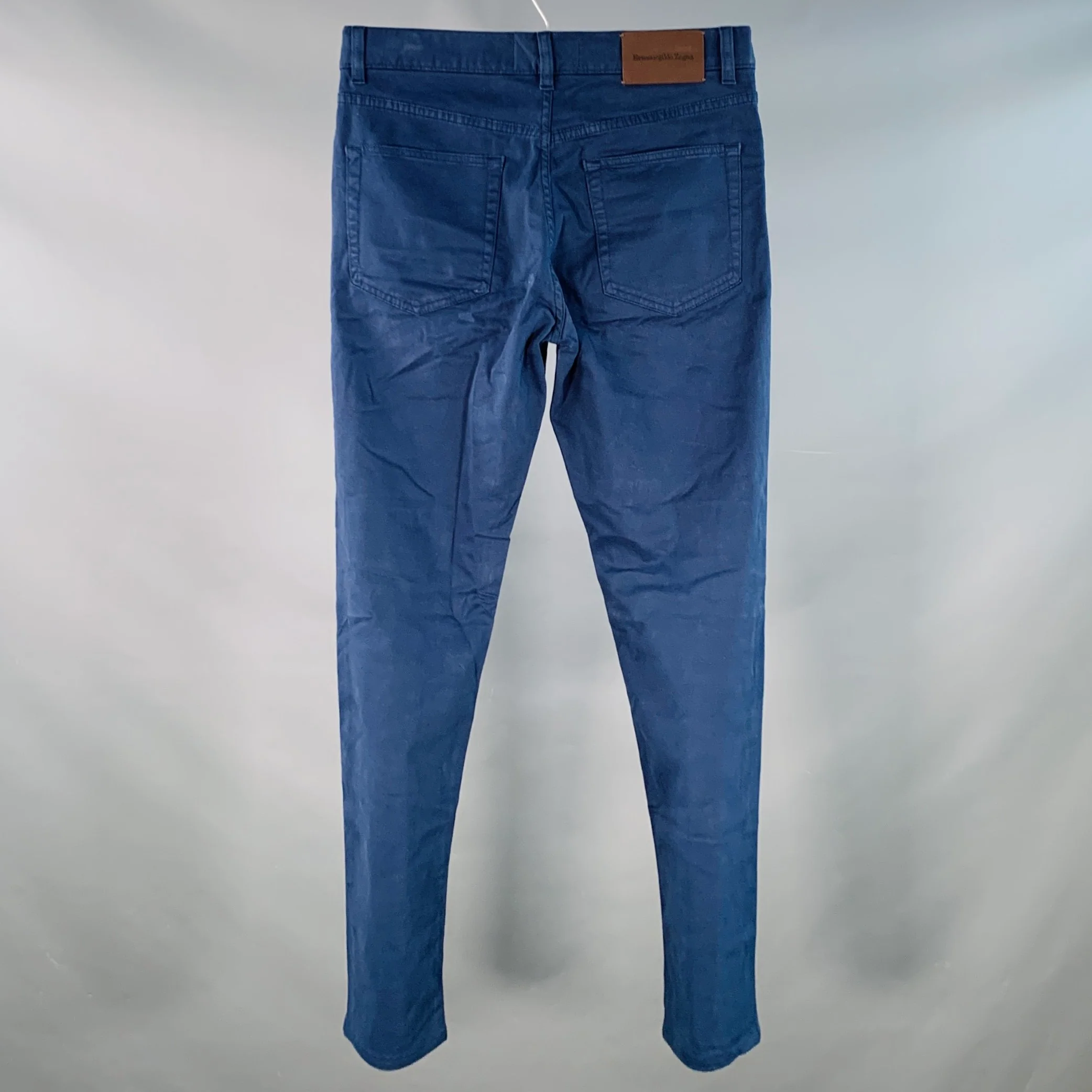 ERMENEGILDO ZEGNA Size 30 Navy Cotton Blend Jean Cut Casual Pants - Image 2