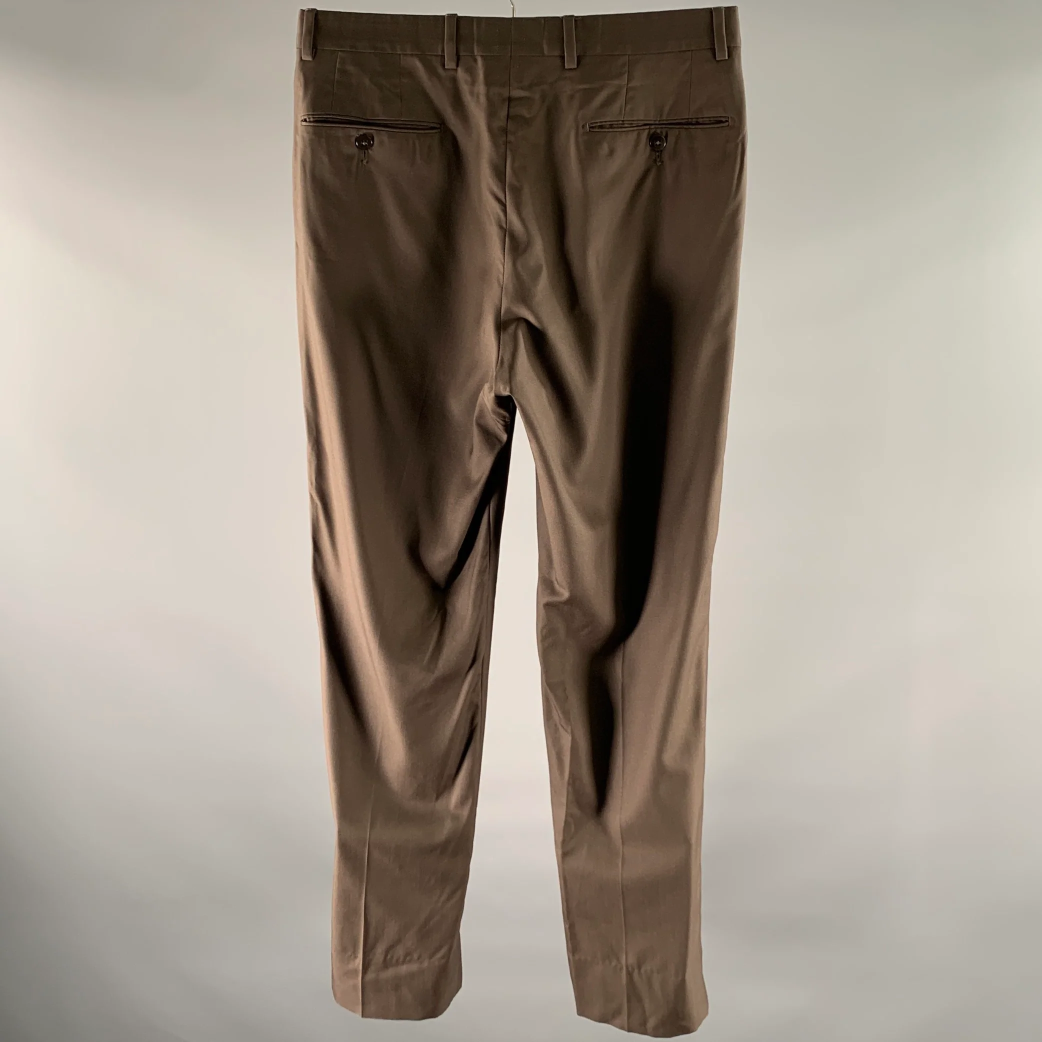 ERMENEGILDO ZEGNA Size 32 Brown Wool Silk Straight Leg Dress Pants - Image 3