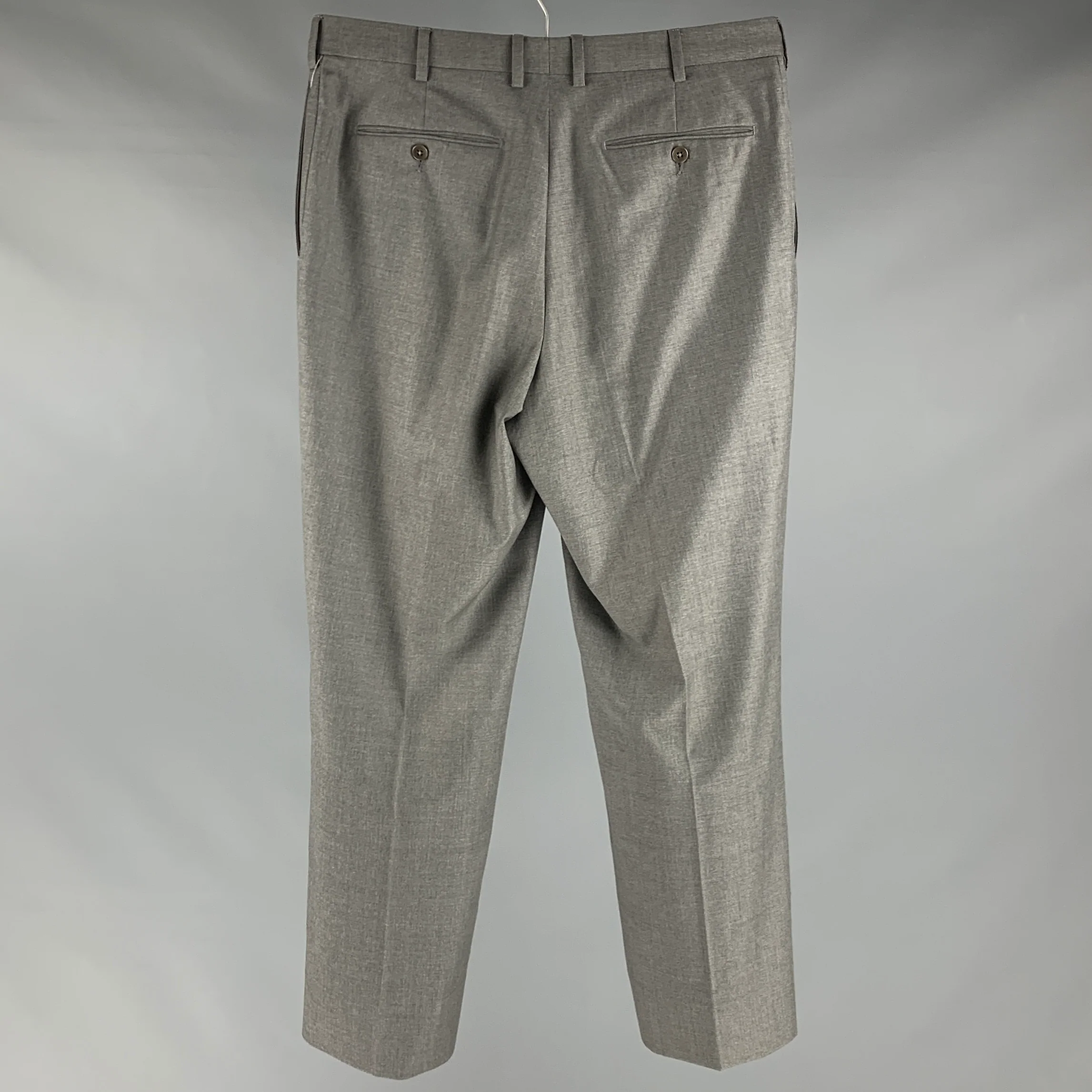ERMENEGILDO ZEGNA Size 32 Grey Wool Flat Front Dress Pants - Image 2