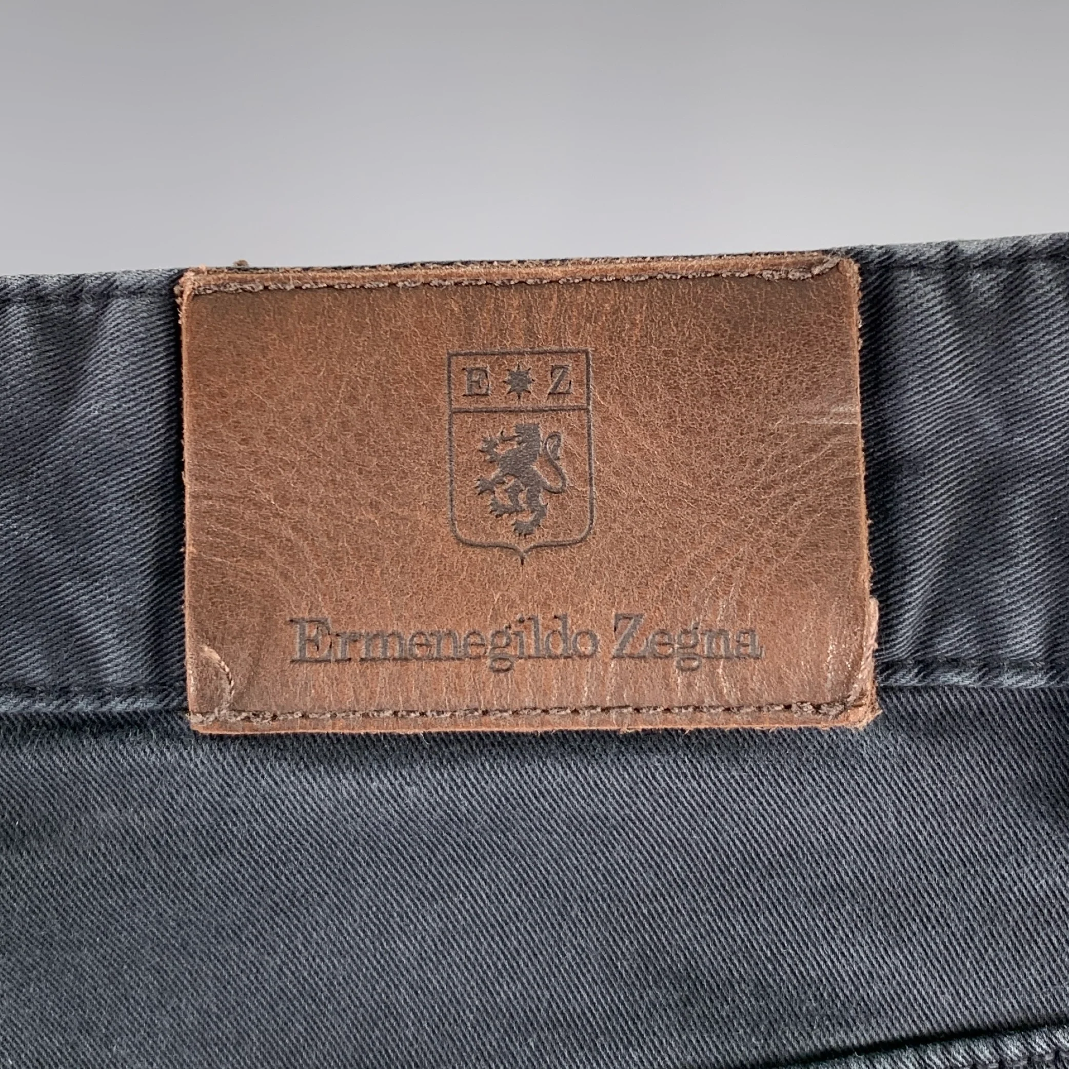 ERMENEGILDO ZEGNA Size 33 Grey Charcoal Cotton Blend Straight Jeans - Image 3