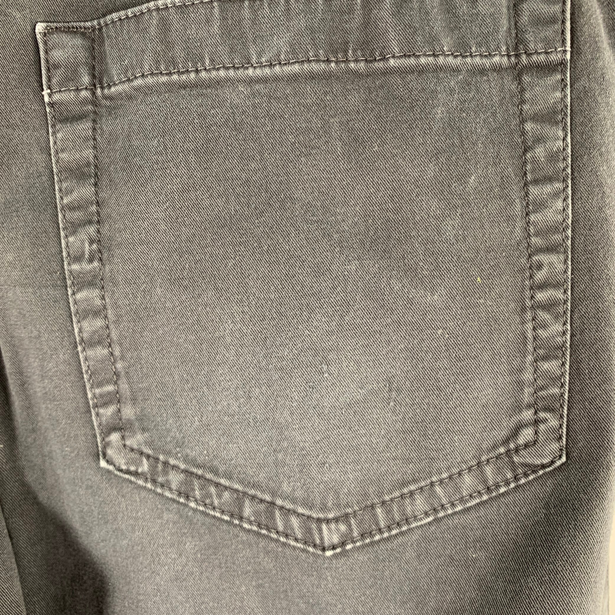 ERMENEGILDO ZEGNA Size 33 Grey Charcoal Cotton Blend Straight Jeans - Image 5