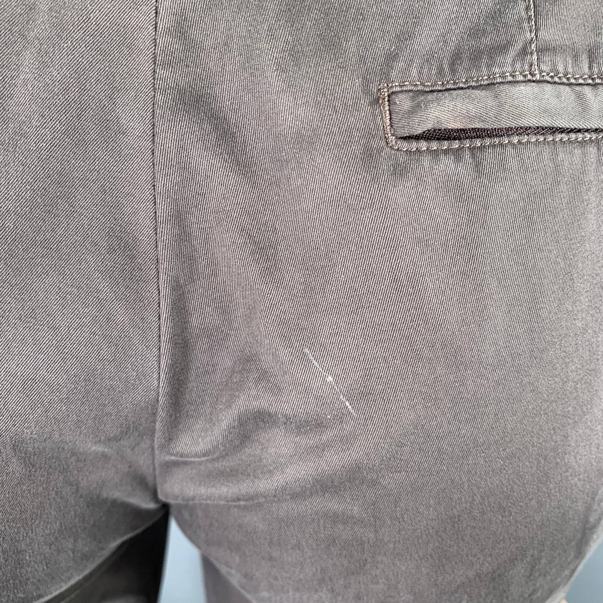 ERMENEGILDO ZEGNA Size 34 Charcoal Grey Cotton Blend Casual Pants - Image 3