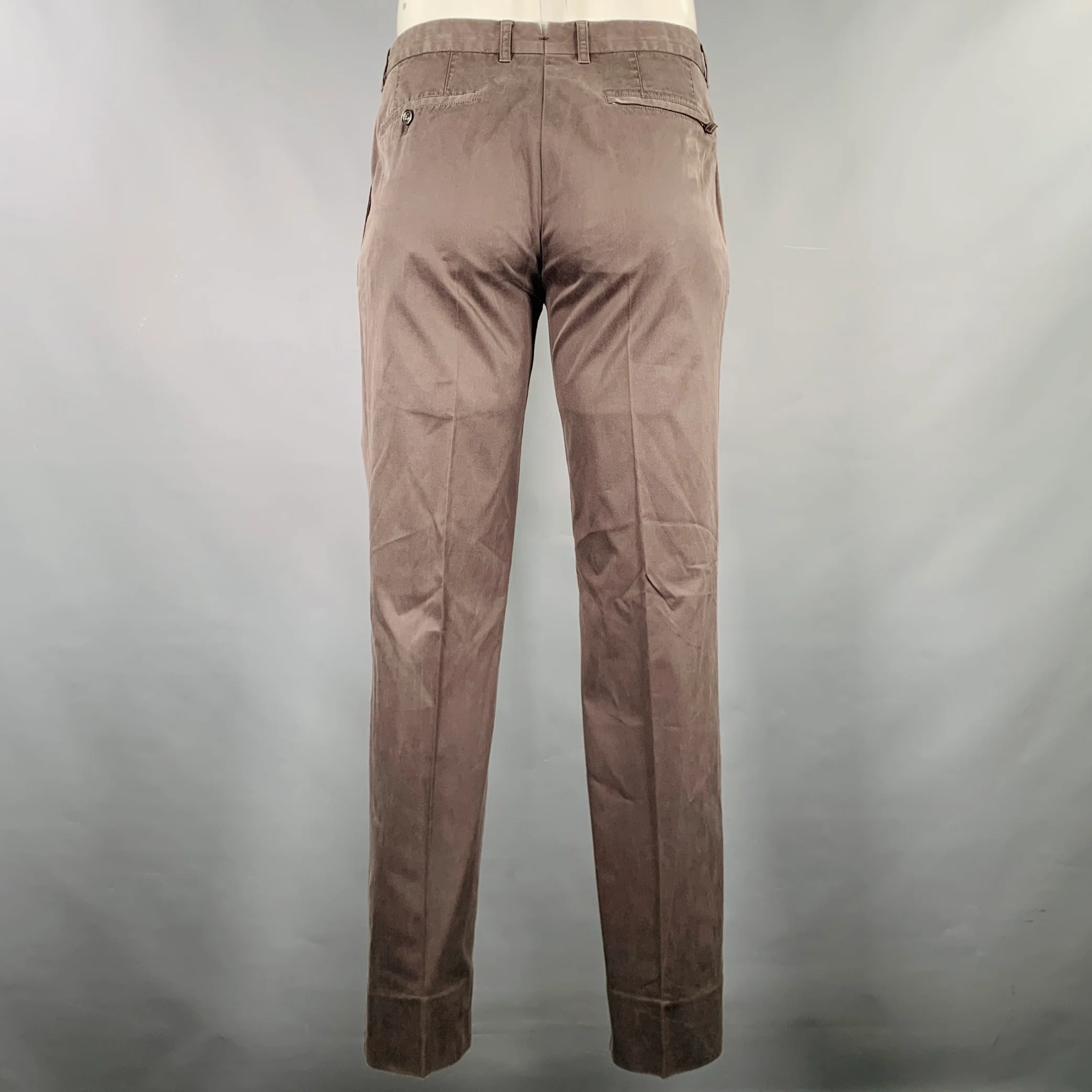 ERMENEGILDO ZEGNA Size 34 Grey Brown Cotton Blend Casual Pants - Image 2