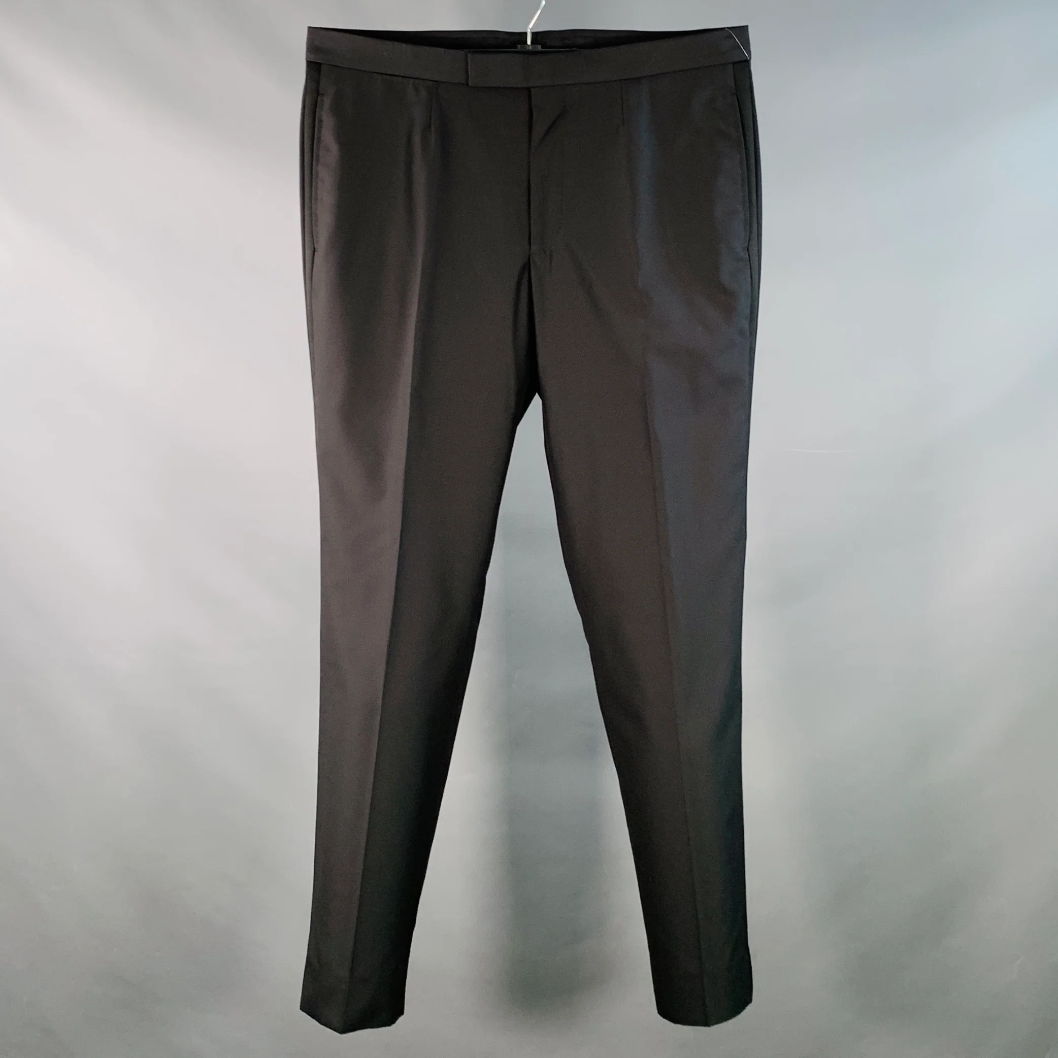 ERMENEGILDO ZEGNA Size 36 Black Wool Silk Flat Front Tapered Dress Pants