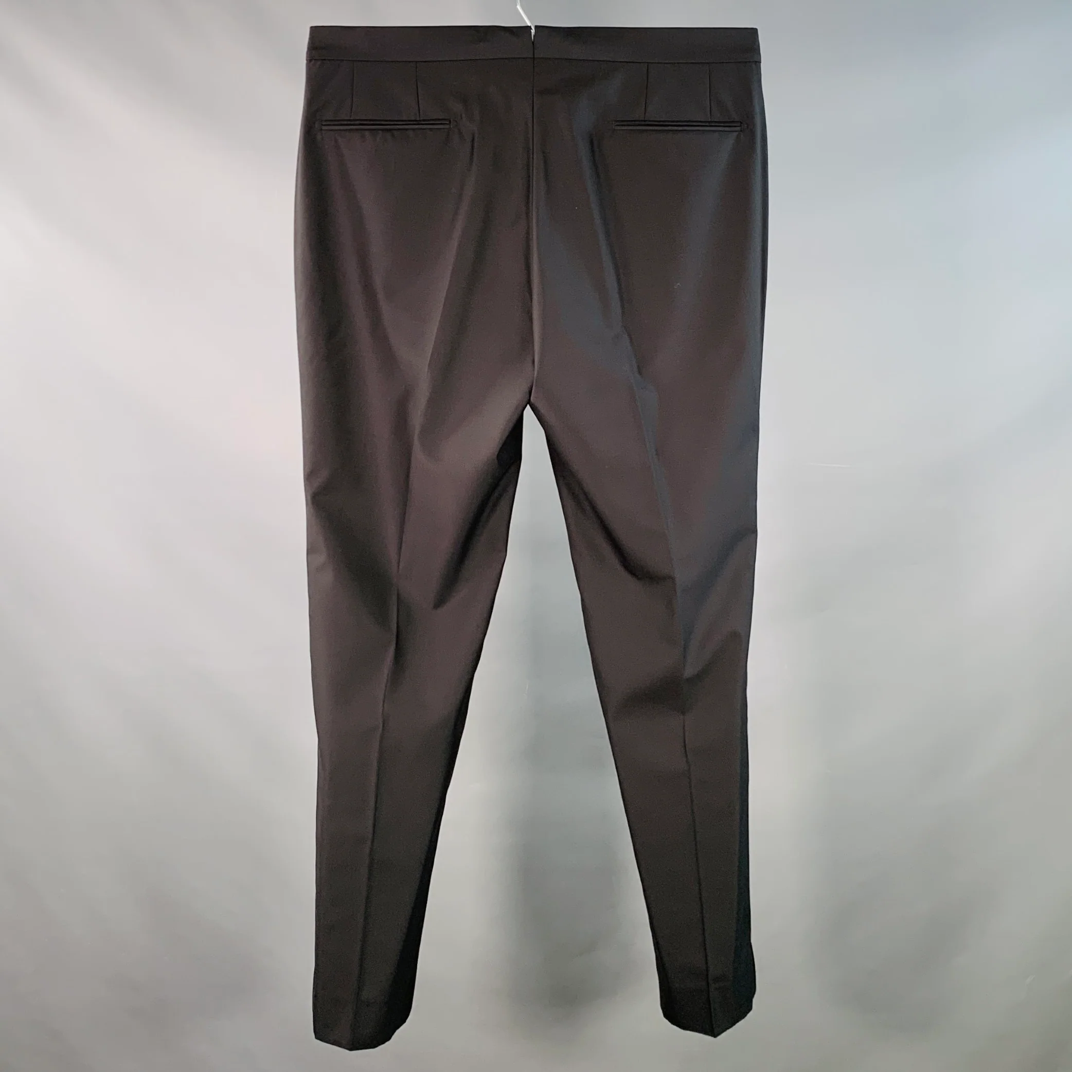ERMENEGILDO ZEGNA Size 36 Black Wool Silk Flat Front Tapered Dress Pants - Image 2