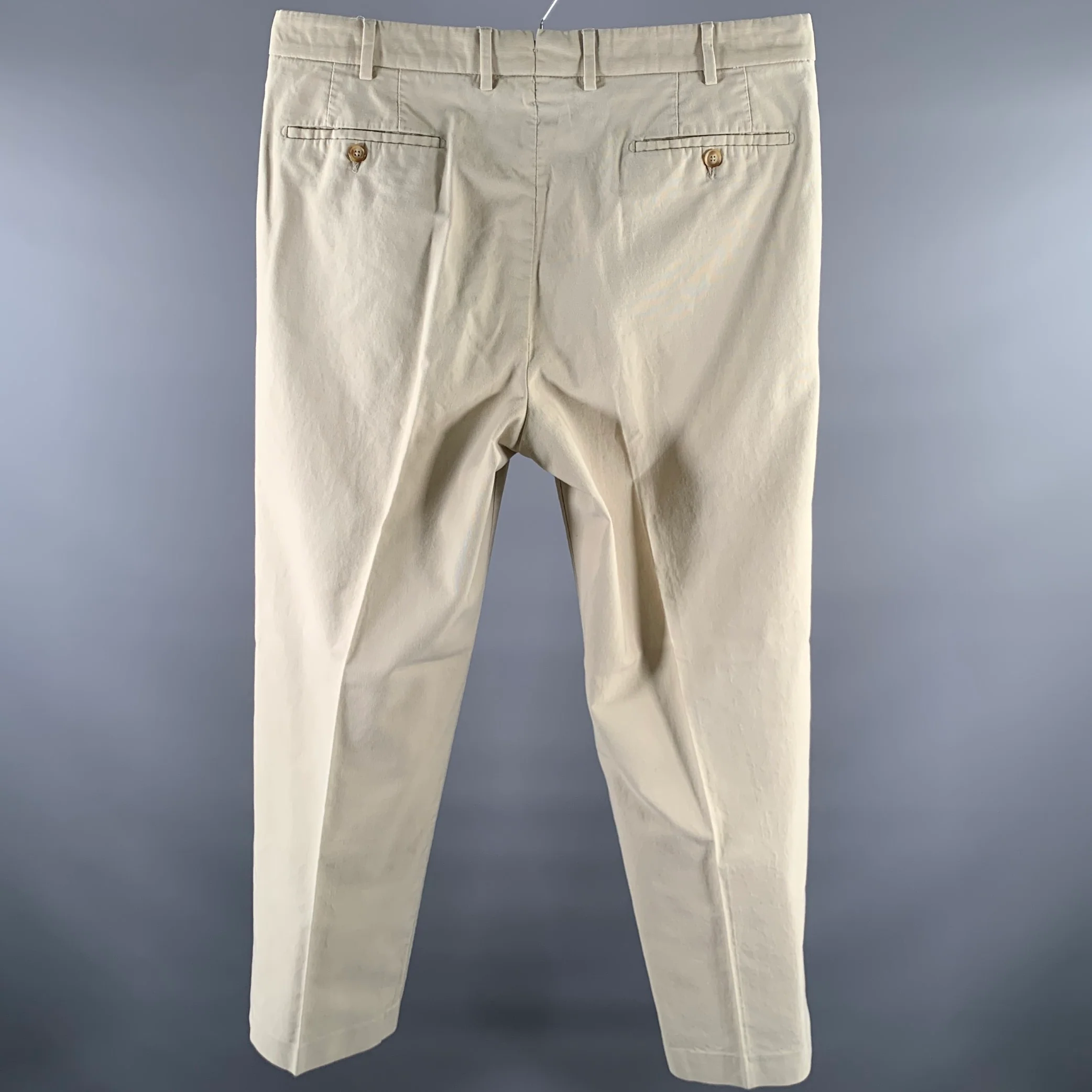 ERMENEGILDO ZEGNA Size 36 Khaki Cotton Straight Casual Pants - Image 2