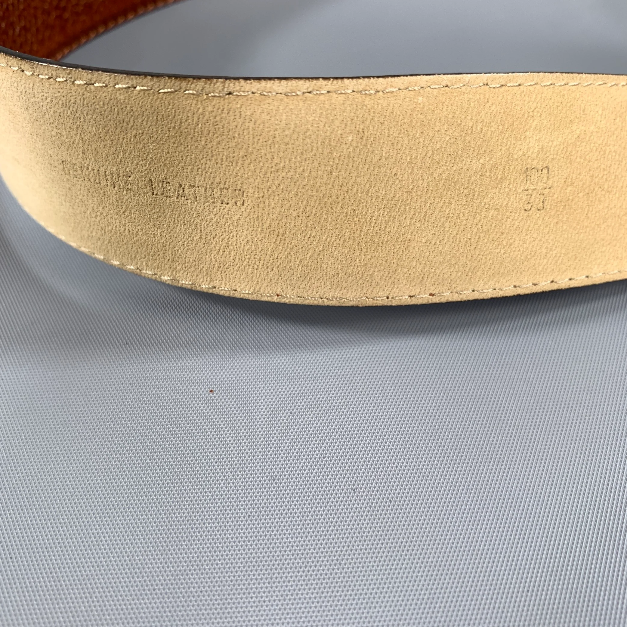 ERMENEGILDO ZEGNA Size 38 Brown Crackled Leather Belt - Image 9