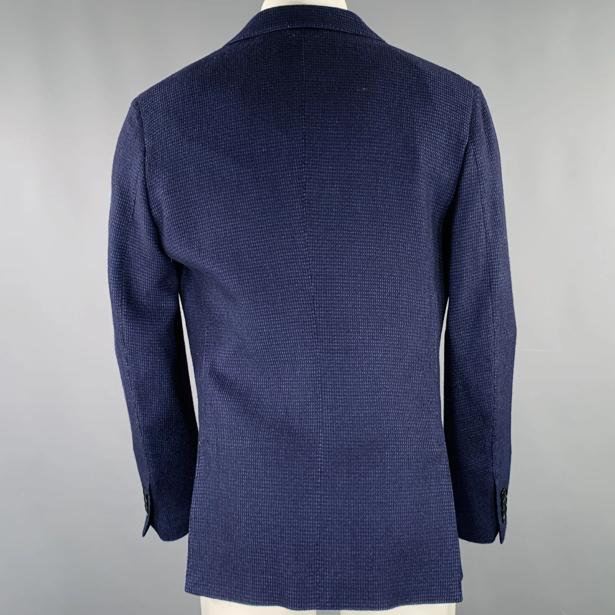 ERMENEGILDO ZEGNA Size 38 Navy Black Wool Silk Nailhead Sport Coat - Image 4