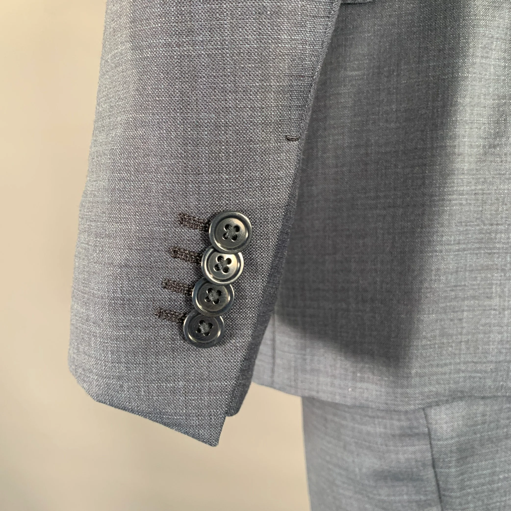 ERMENEGILDO ZEGNA Size 38 Navy Heather Wool Notch Lapel Suit - Image 4