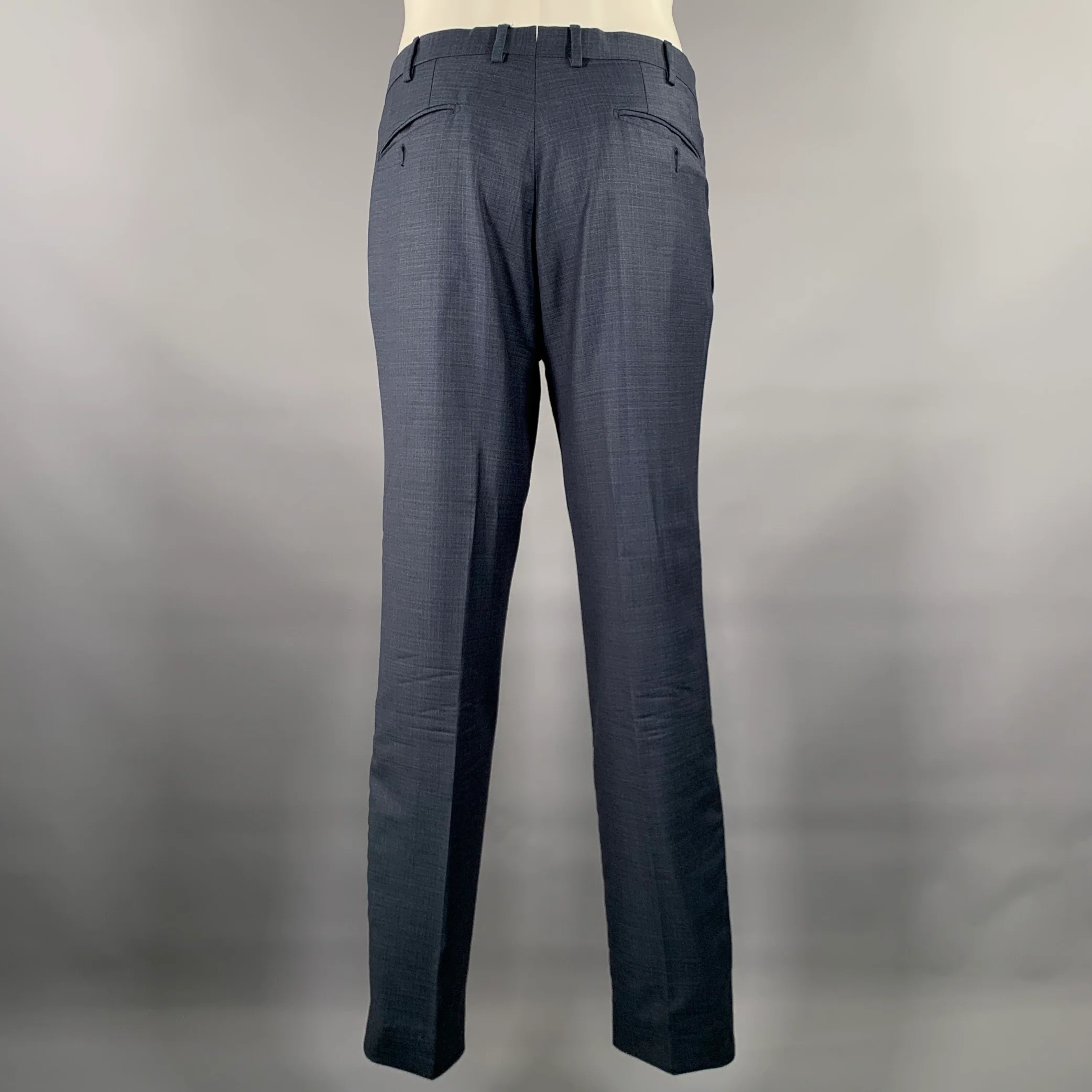 ERMENEGILDO ZEGNA Size 38 Navy Heather Wool Notch Lapel Suit - Image 6