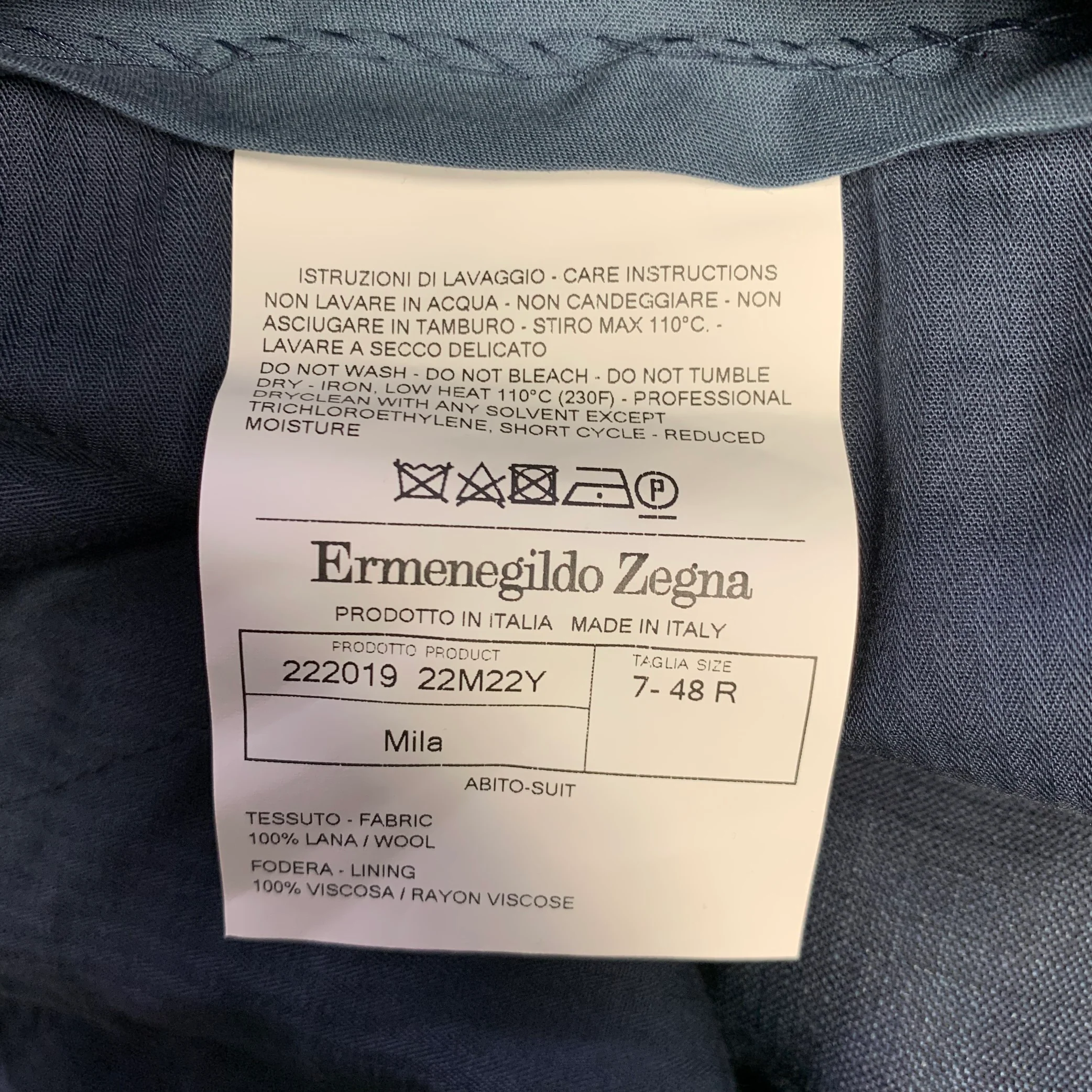 ERMENEGILDO ZEGNA Size 38 Navy Heather Wool Notch Lapel Suit - Image 9