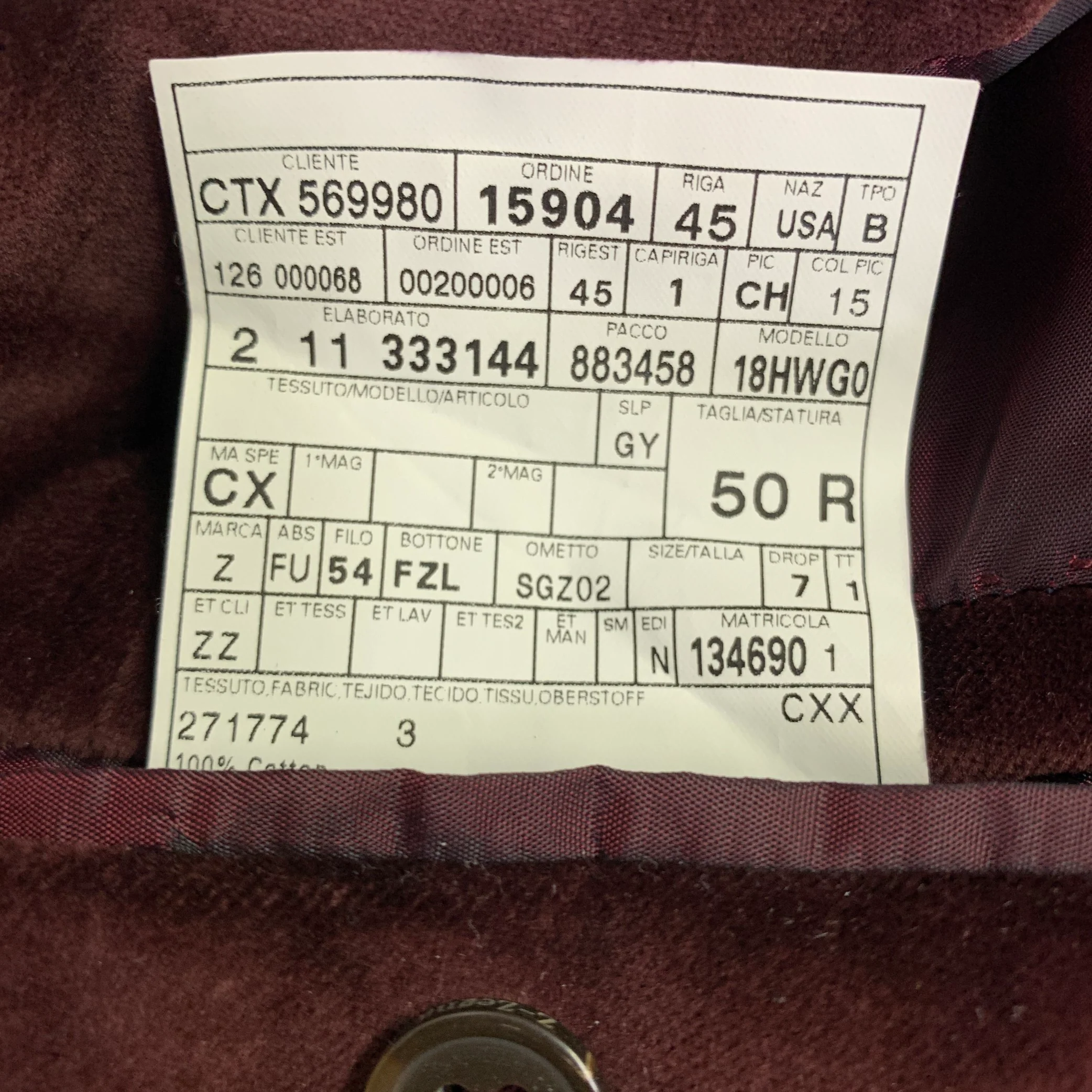 ERMENEGILDO ZEGNA Size 40 Burgundy Velvet Cotton Sport Coat - Image 7