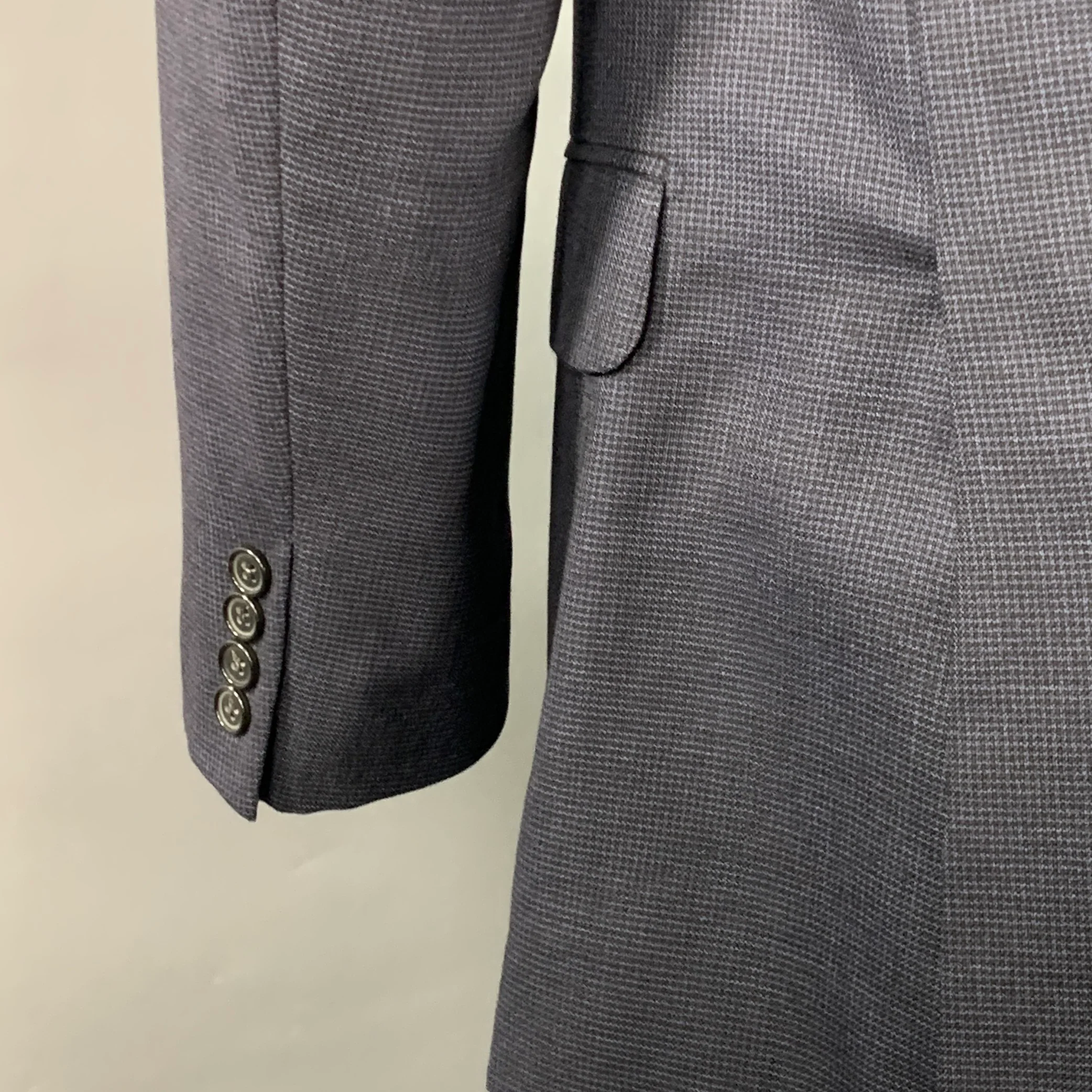 ERMENEGILDO ZEGNA Size 40 Navy Black Checkered Wool Sport Coat - Image 5