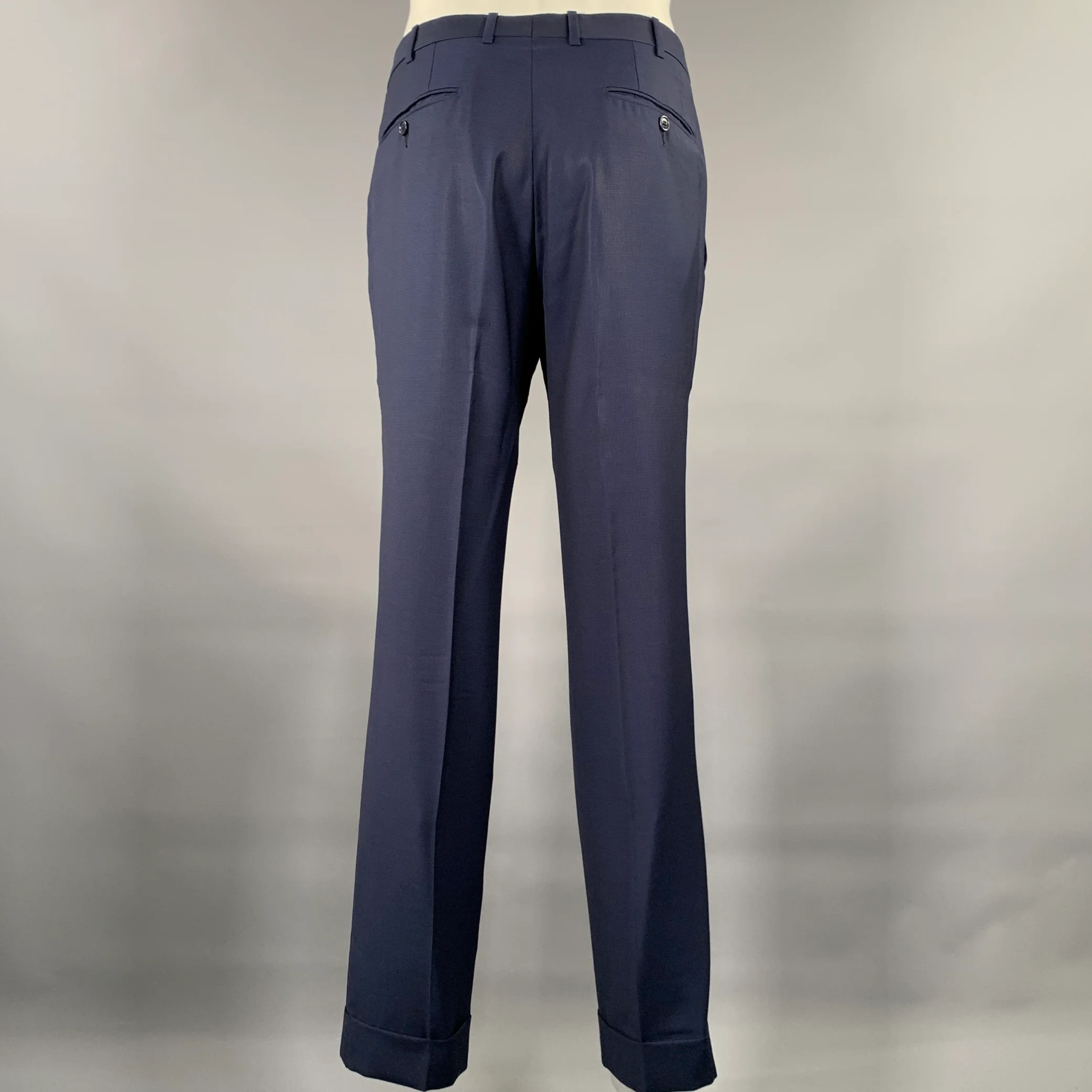 ERMENEGILDO ZEGNA Size 40 Navy Wool Notch Lapel Suit - Image 7