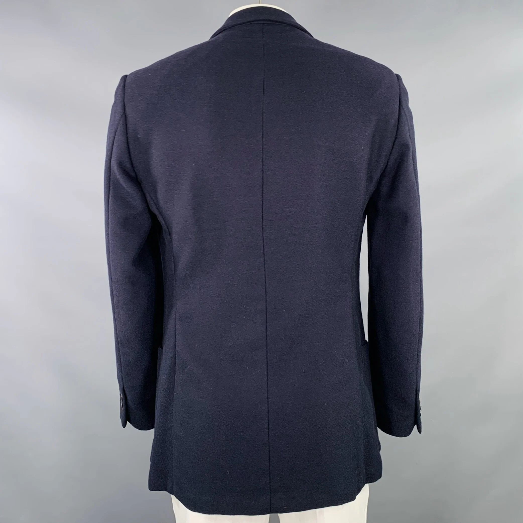 ERMENEGILDO ZEGNA Size 42 Navy Cashmere Wool Notch Lapel Jacket - Image 3