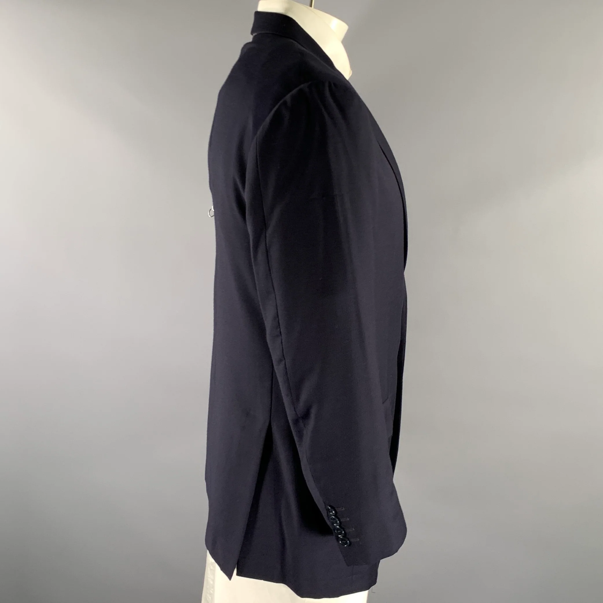 ERMENEGILDO ZEGNA Size 44 Navy Wool Notch Lapel Sport Coat - Image 2