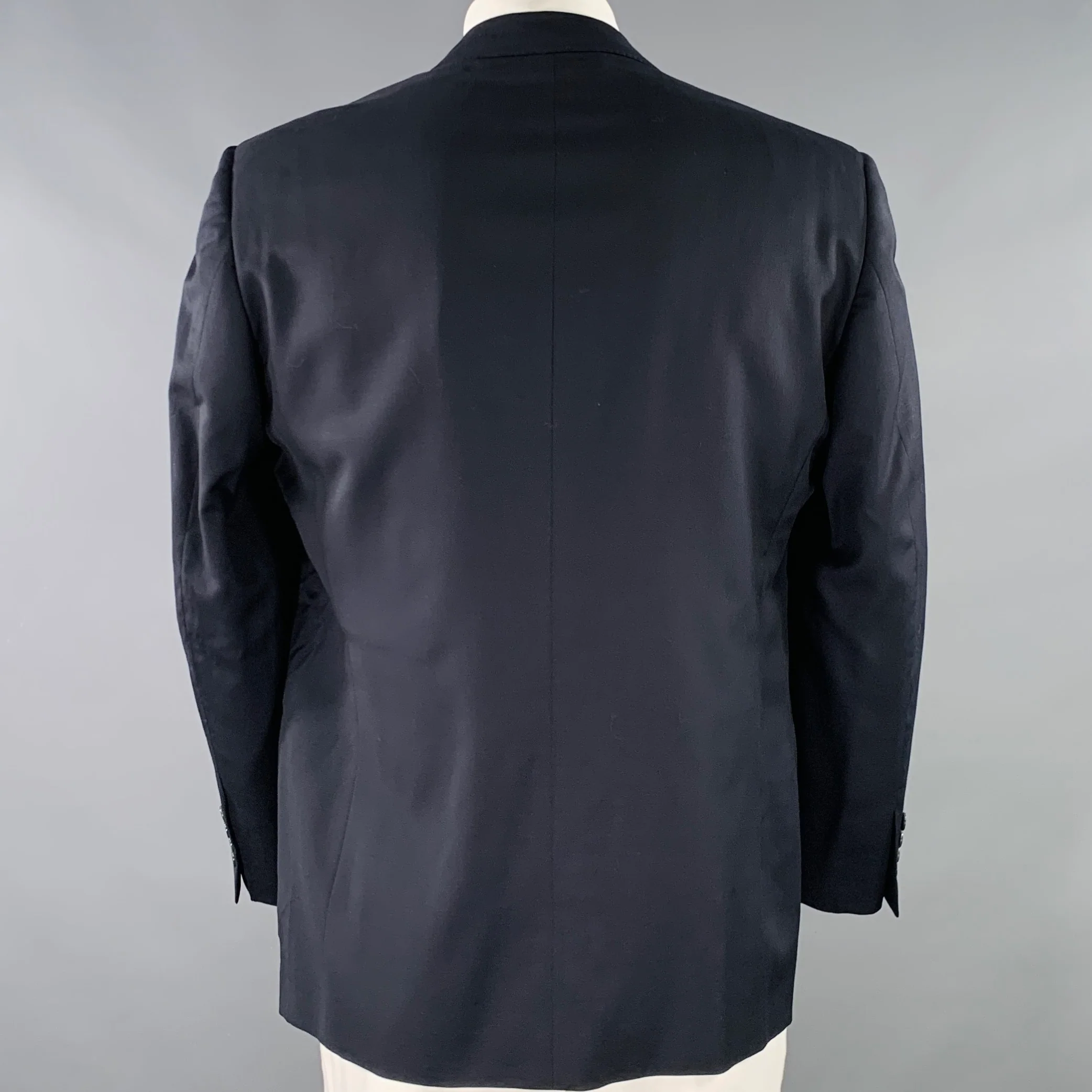 ERMENEGILDO ZEGNA Size 44 Navy Wool Notch Lapel Sport Coat - Image 3