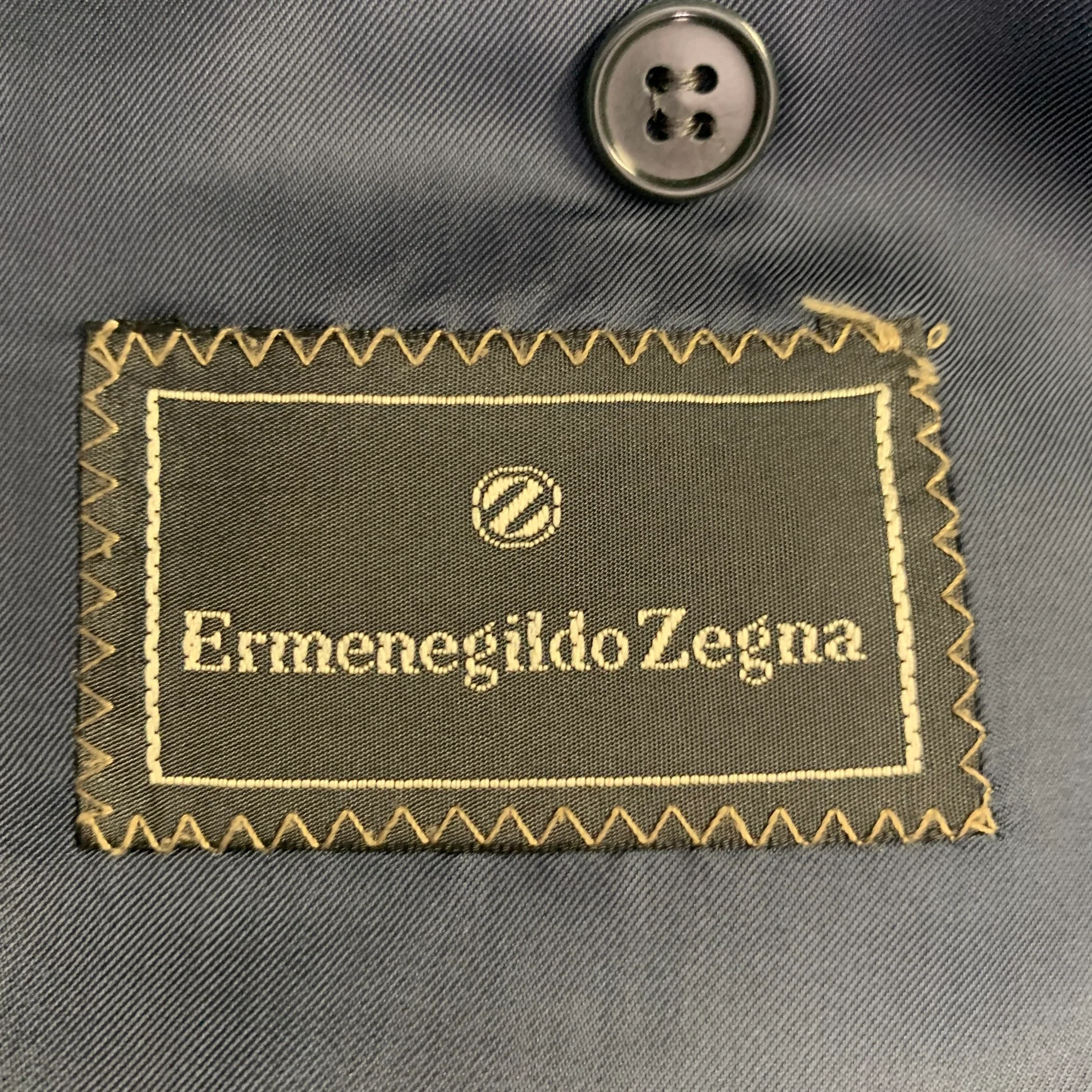 ERMENEGILDO ZEGNA Size 44 Navy Wool Notch Lapel Sport Coat - Image 5