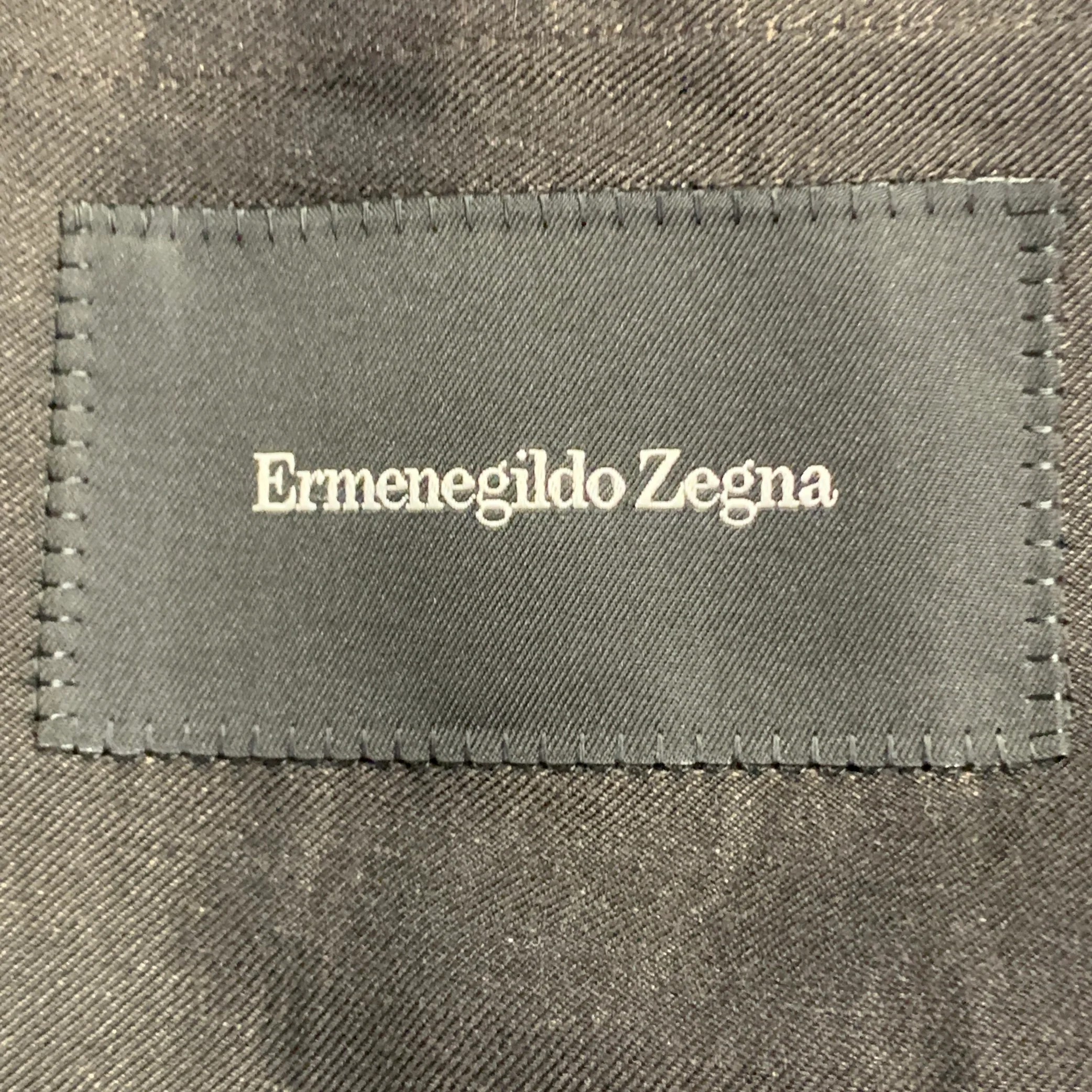 ERMENEGILDO ZEGNA Size 44 Regular Brown Silk Linen Twill Sport Coat - Image 8