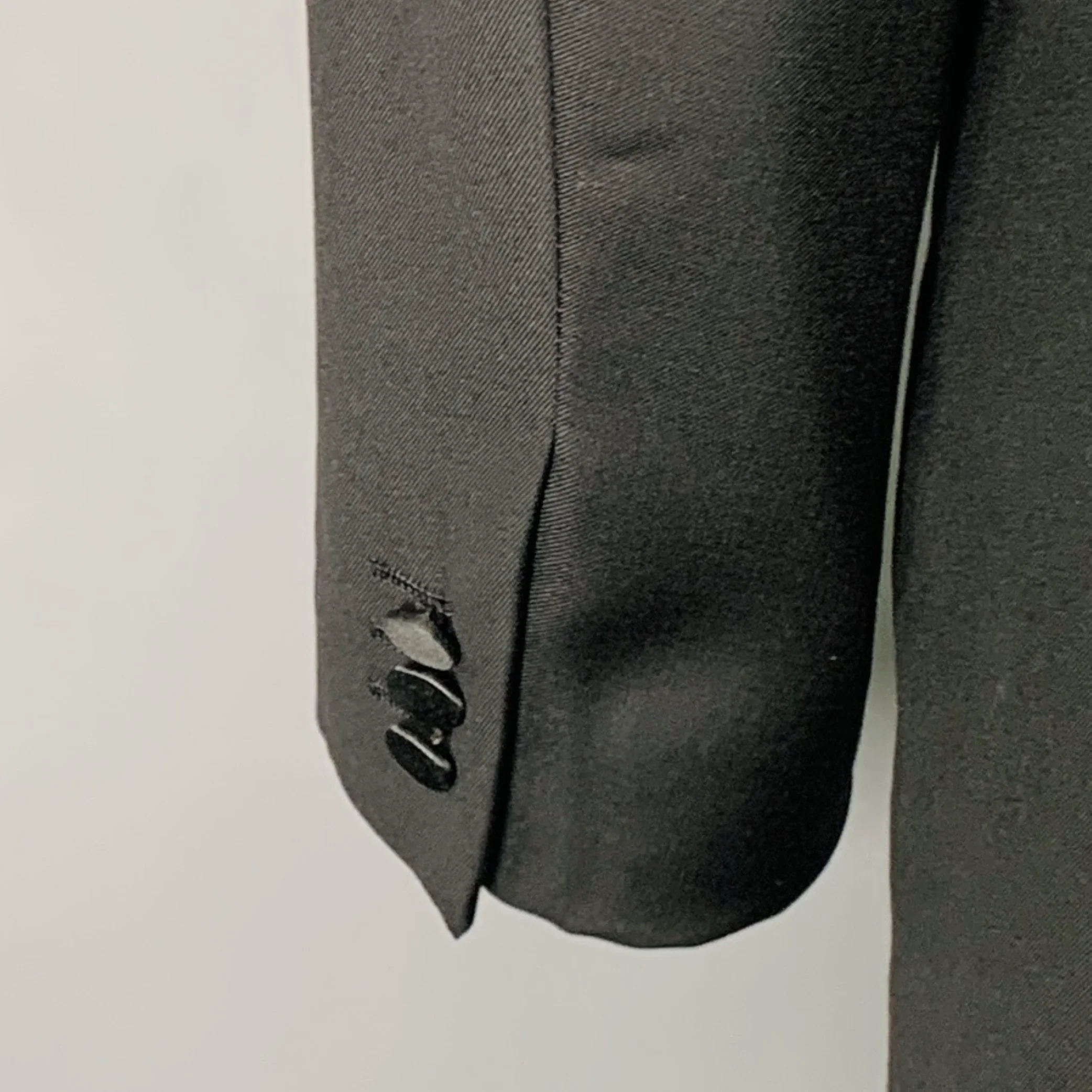 ERMENEGILDO ZEGNA Size 46 Black Wool Peak Lapel Tuxedo - Image 7