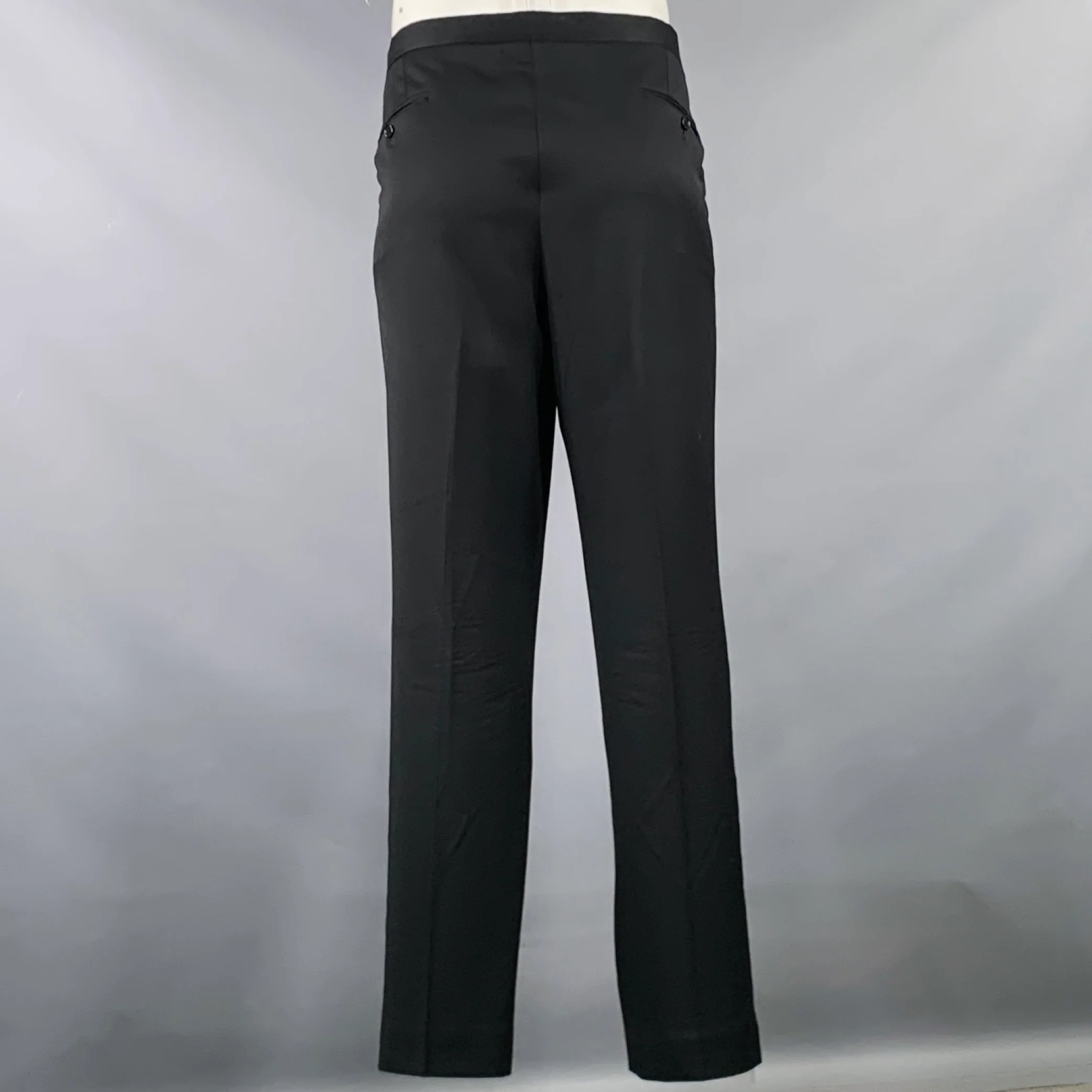 ERMENEGILDO ZEGNA Size 46 Black Wool Single Button Tuxedo - Image 5