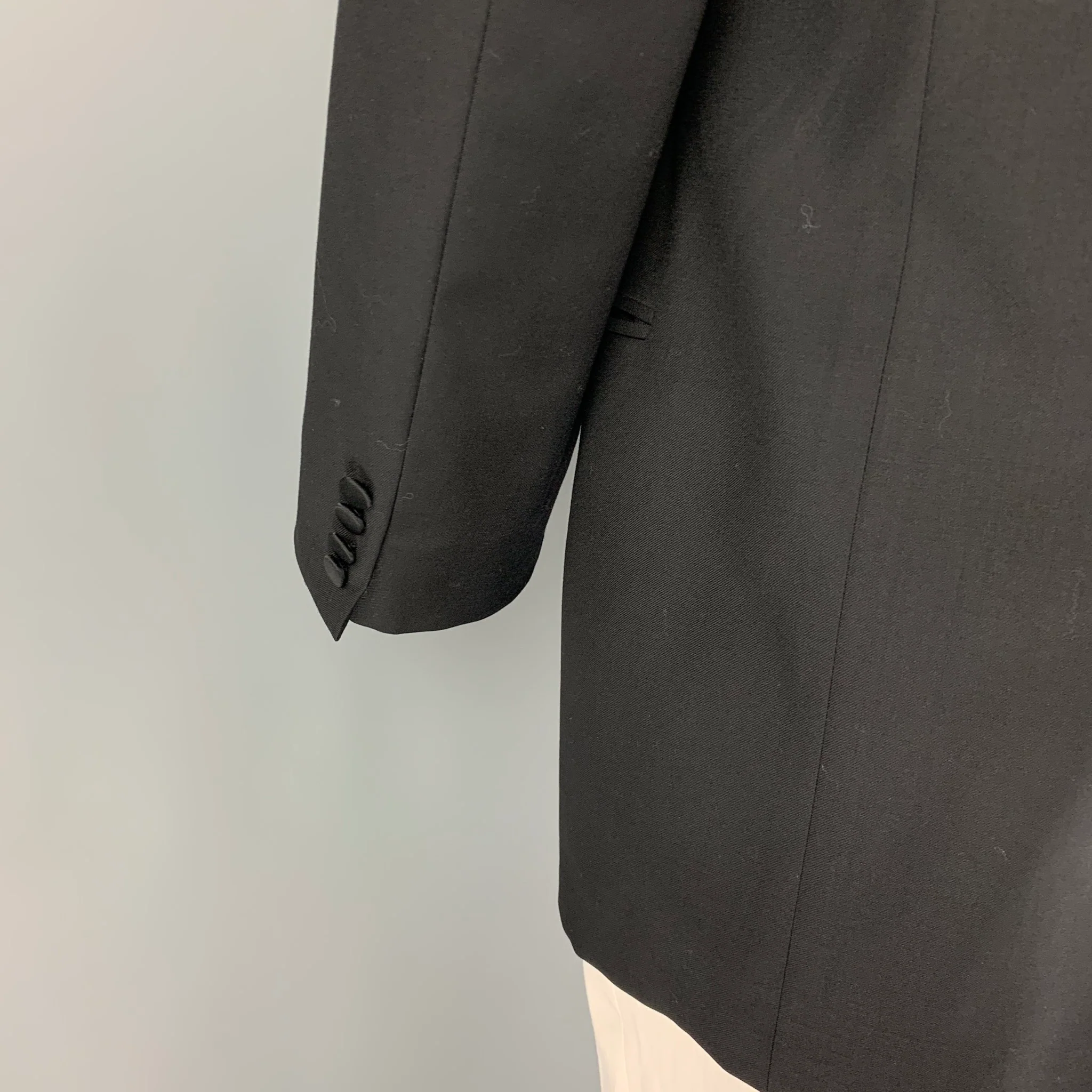 ERMENEGILDO ZEGNA Size 46 Black Wool Tuxedo Sport Coat - Image 4