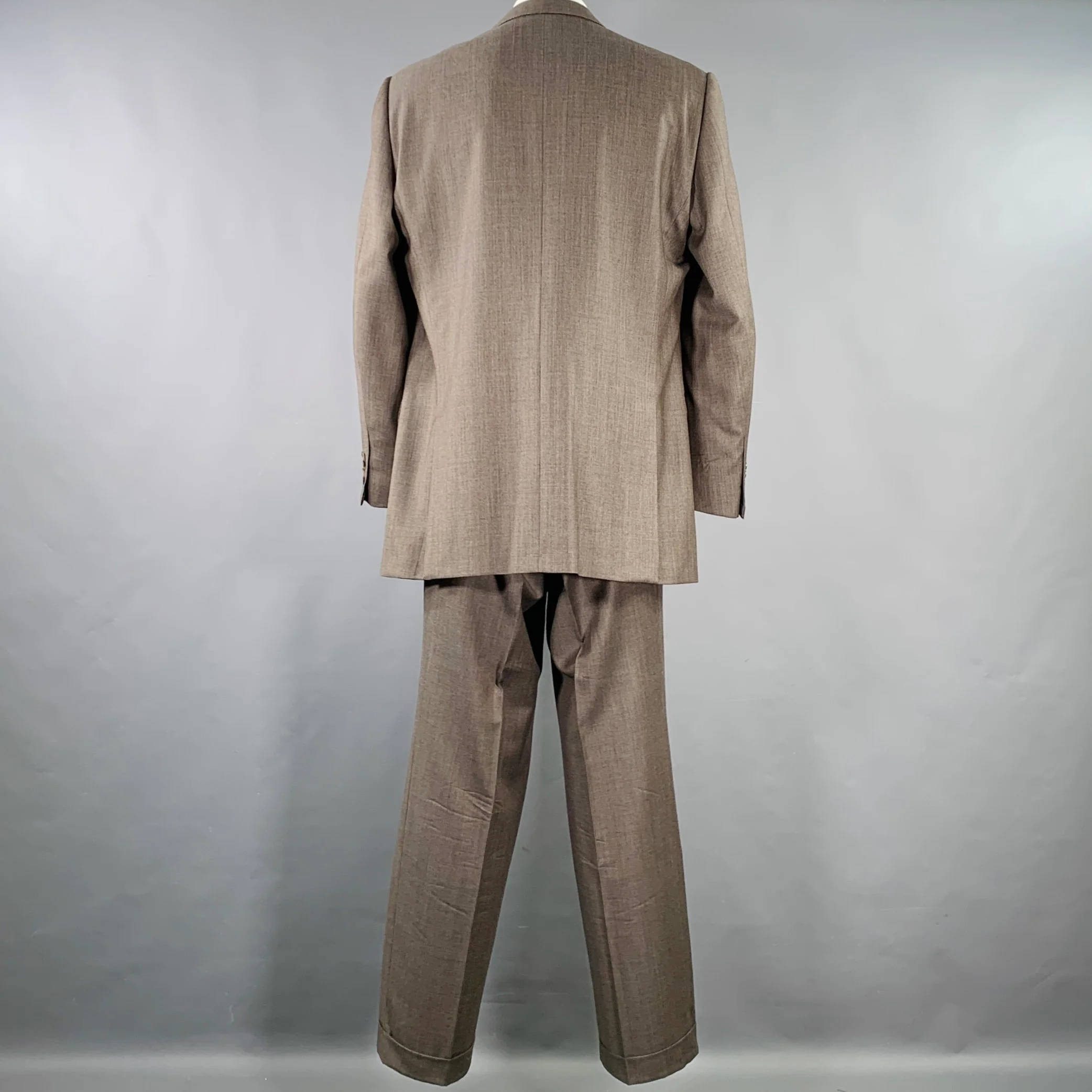 ERMENEGILDO ZEGNA Size 48 Regular Brown Wool Notch Lapel Suit - Image 3