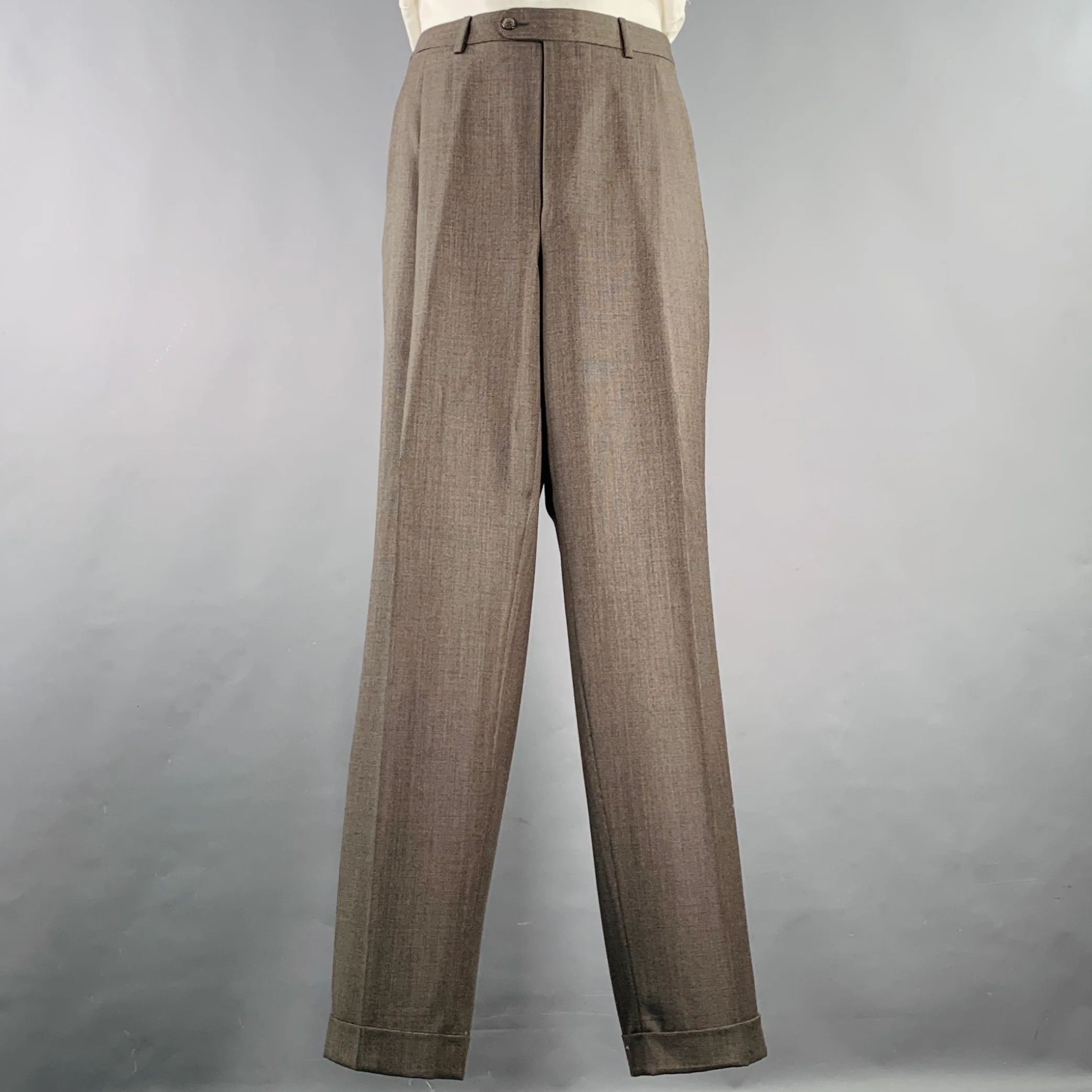 ERMENEGILDO ZEGNA Size 48 Regular Brown Wool Notch Lapel Suit - Image 4