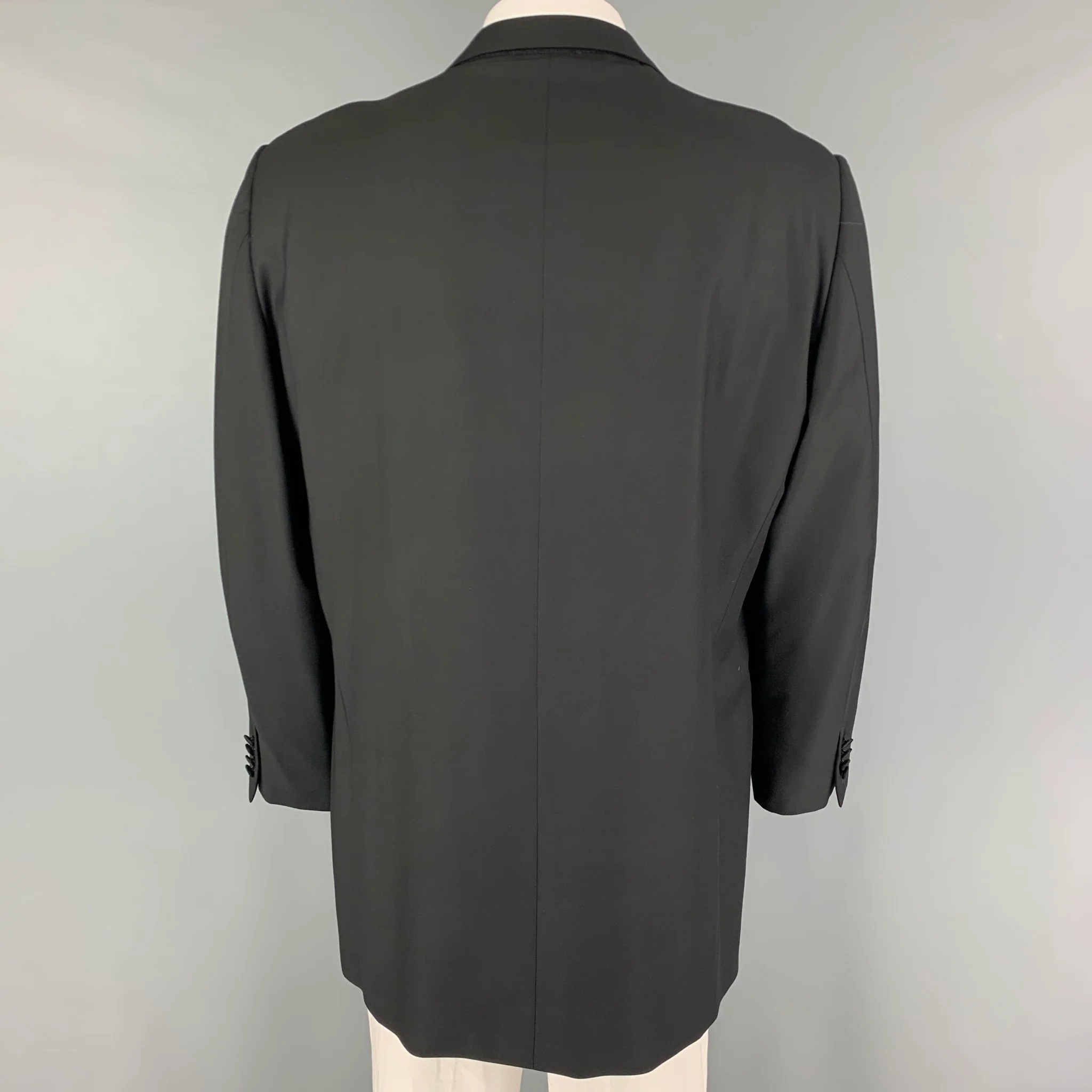 ERMENEGILDO ZEGNA Size 48 Short Black Wool Tuxedo Sport Coat - Image 3