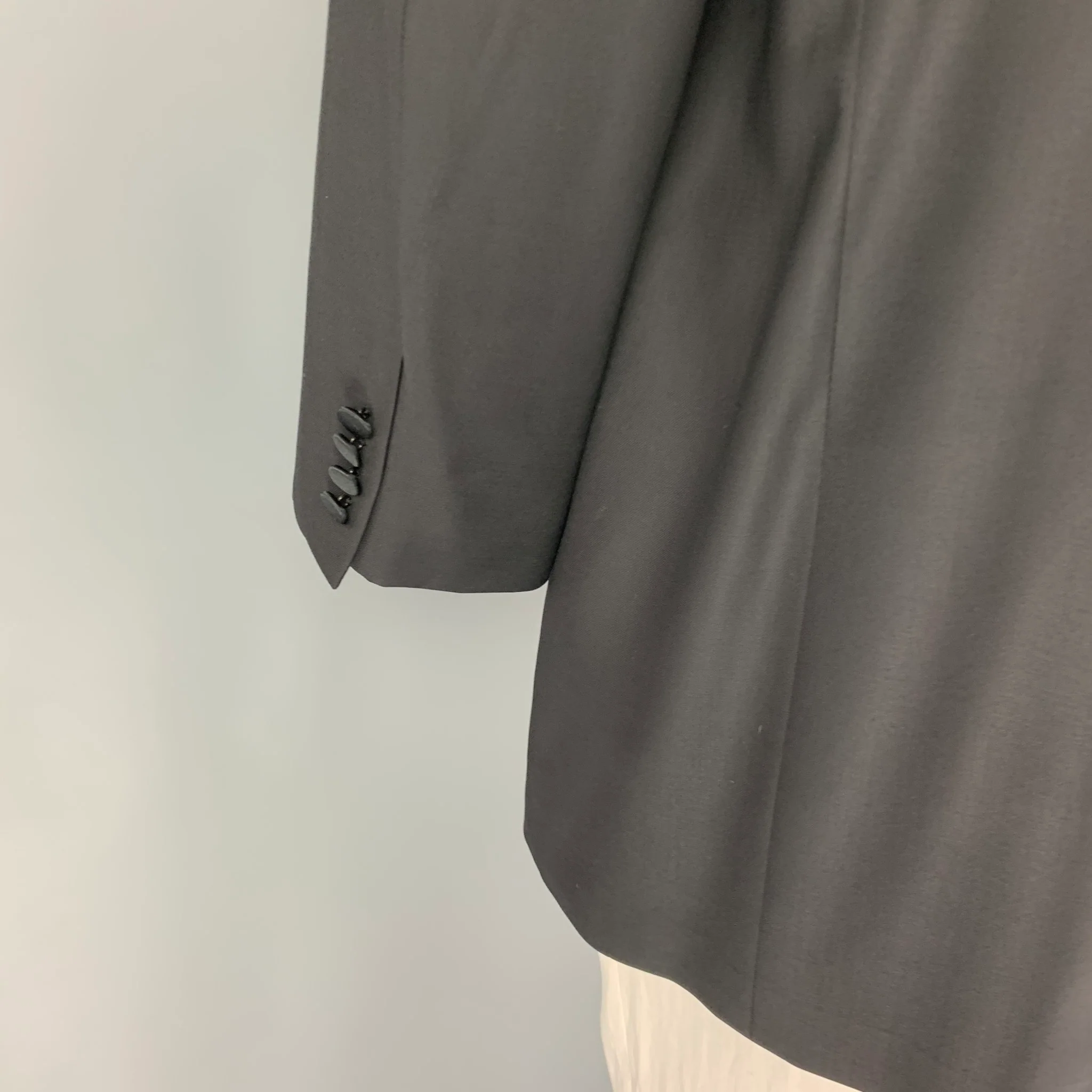 ERMENEGILDO ZEGNA Size 48 Short Black Wool Tuxedo Sport Coat - Image 4