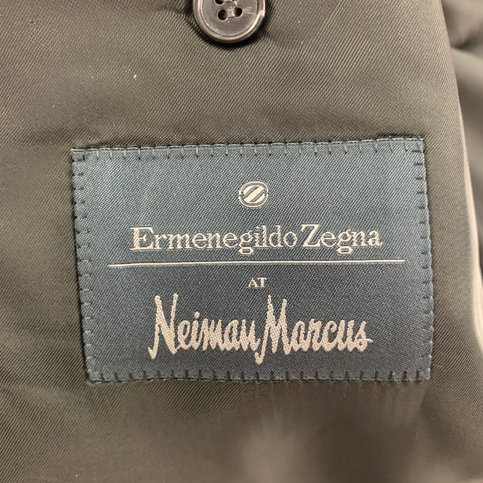 ERMENEGILDO ZEGNA Size 48 Short Black Wool Tuxedo Sport Coat - Image 6