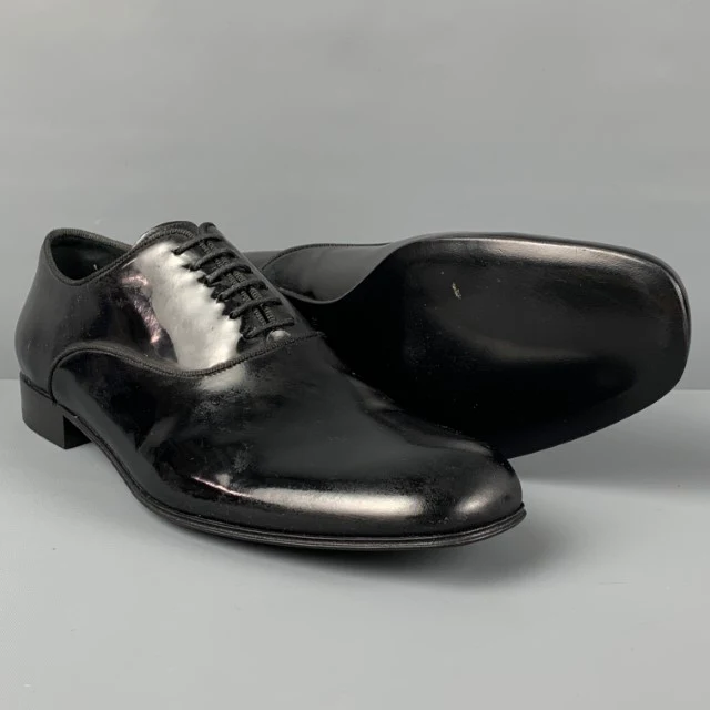 ERMENEGILDO ZEGNA Size 8.5 Black Patent Leather Oxford Lace Up Shoes - Image 5
