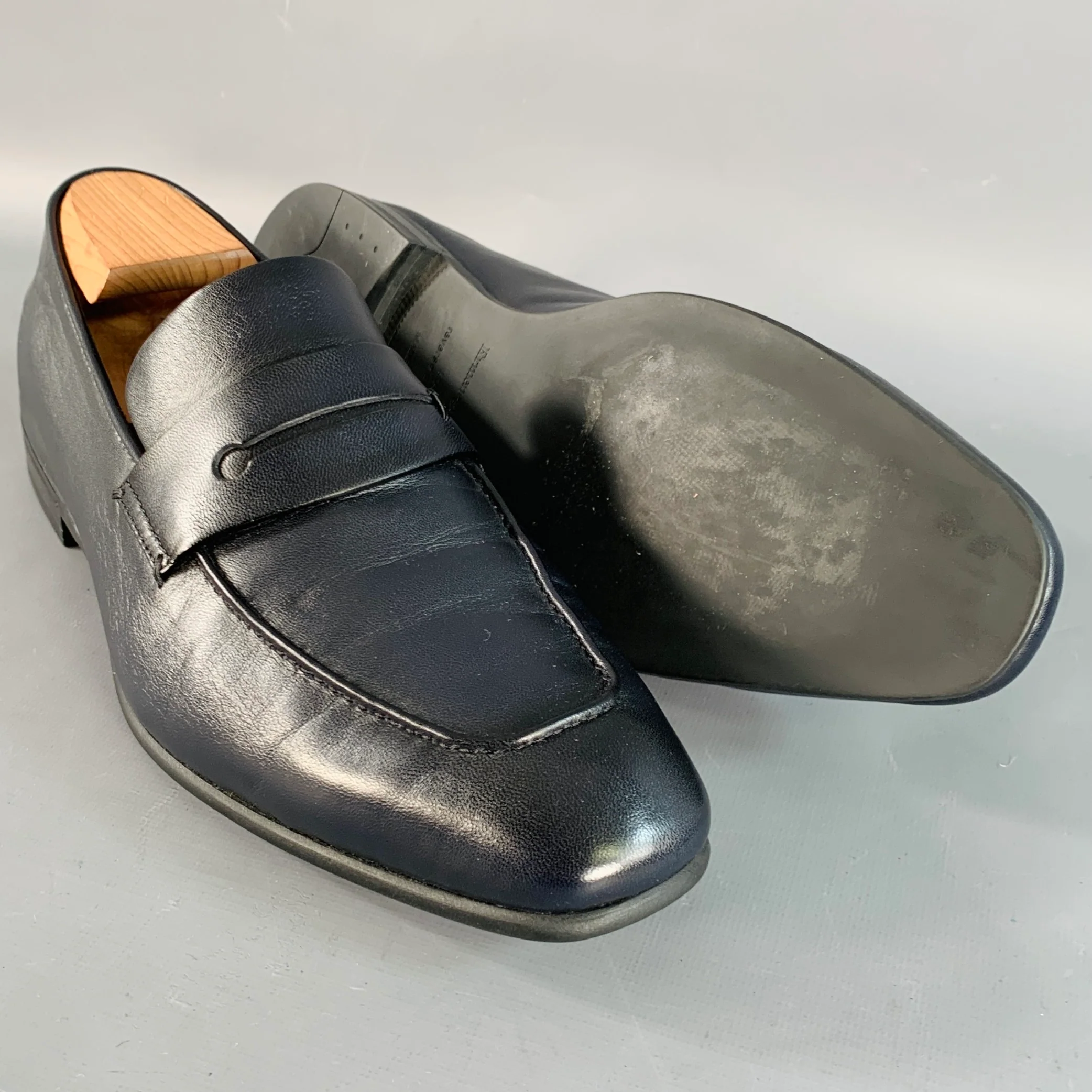 ERMENEGILDO ZEGNA Size 9 L'Asola Black Lambskin Leather Penny Loafers - Image 5