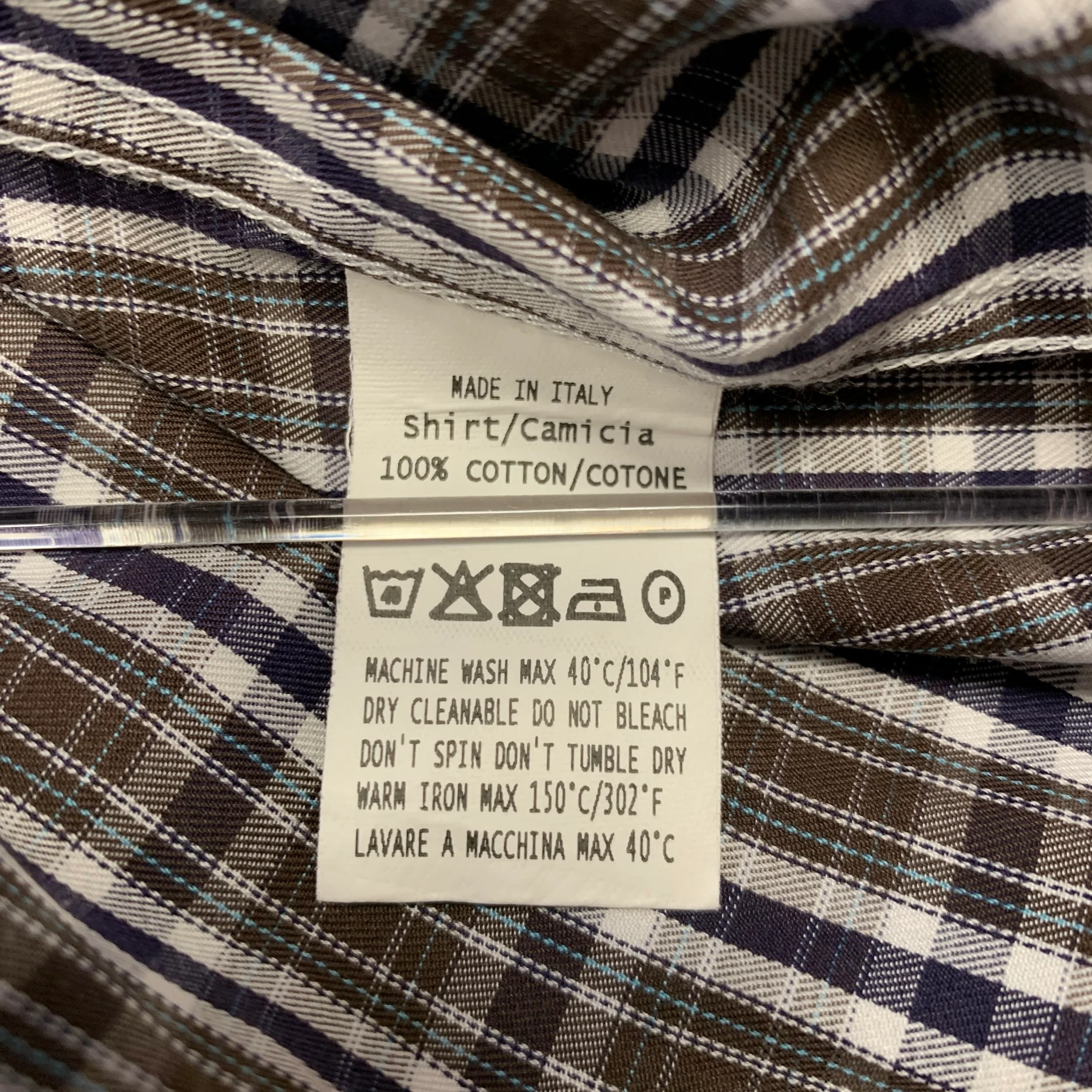 ERMENEGILDO ZEGNA Size L Brown Black White Plaid Cotton Long Sleeve Shirt - Image 7