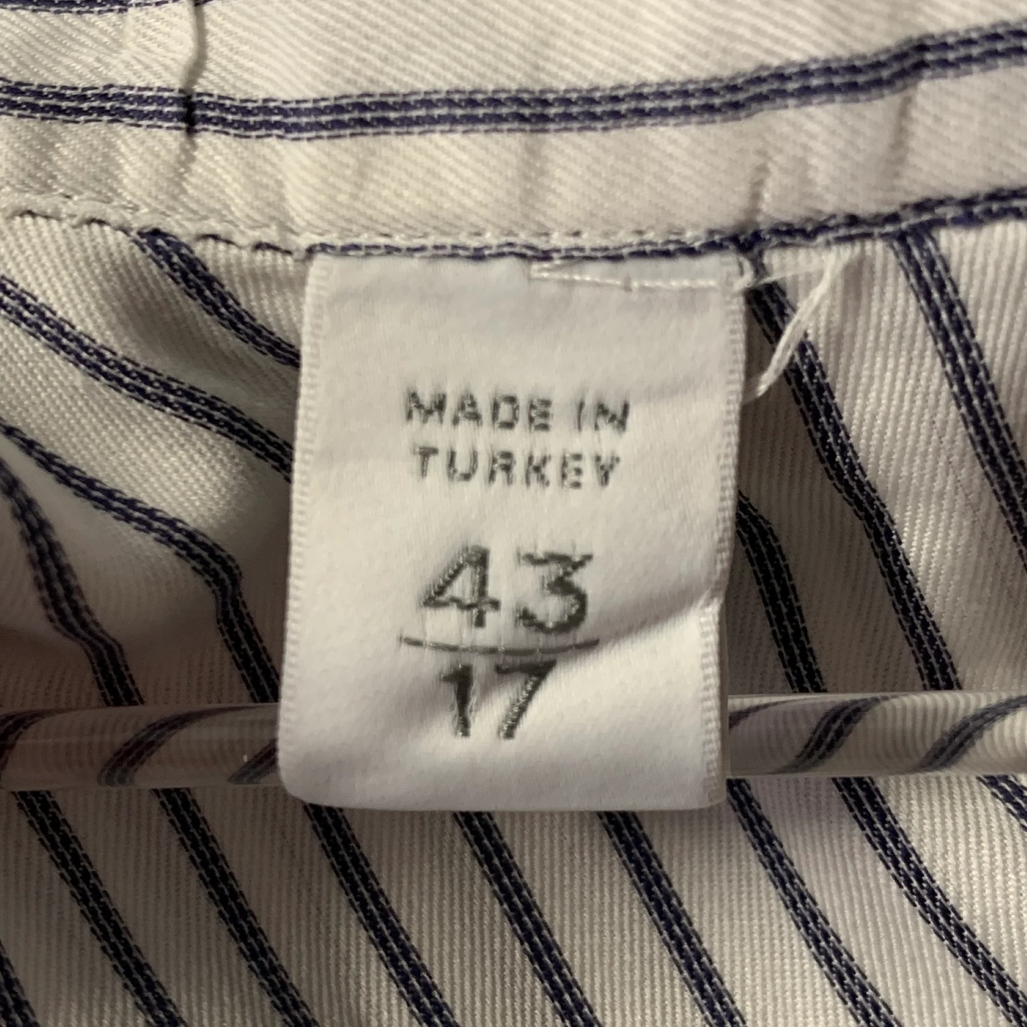 ERMENEGILDO ZEGNA Size L White Navy Stripe Cotton French Cuff Long Sleeve Shirt - Image 6