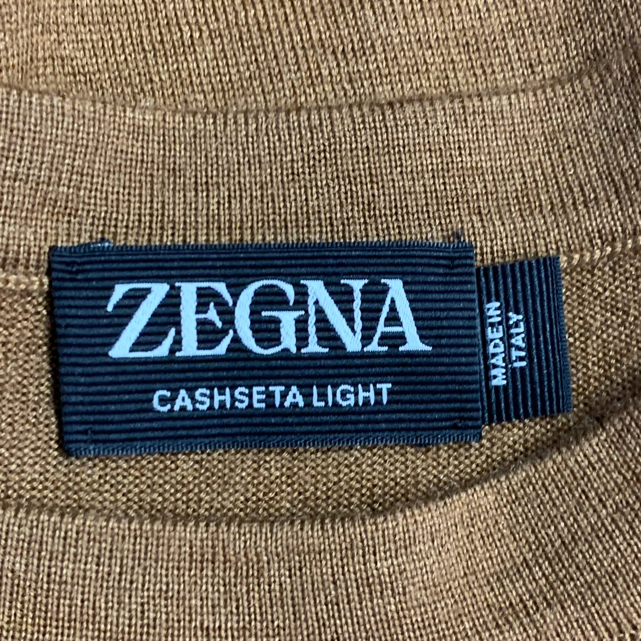 ERMENEGILDO ZEGNA Size M Brown Tobacco Cashmere Silk Crew Neck Pullover - Image 4