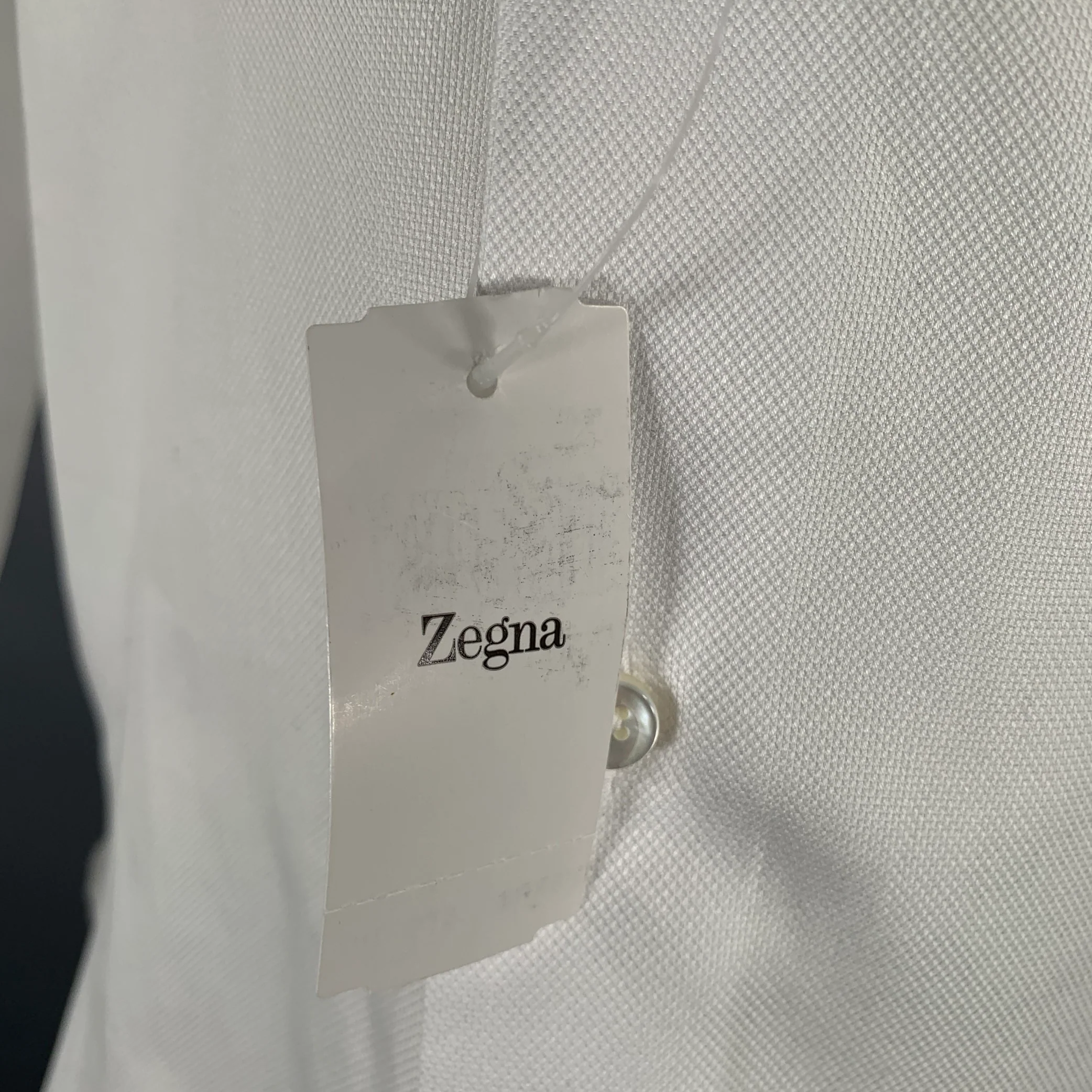 ERMENEGILDO ZEGNA Size S White Cotton Cutaway Collar Long Sleeve Shirt - Image 4