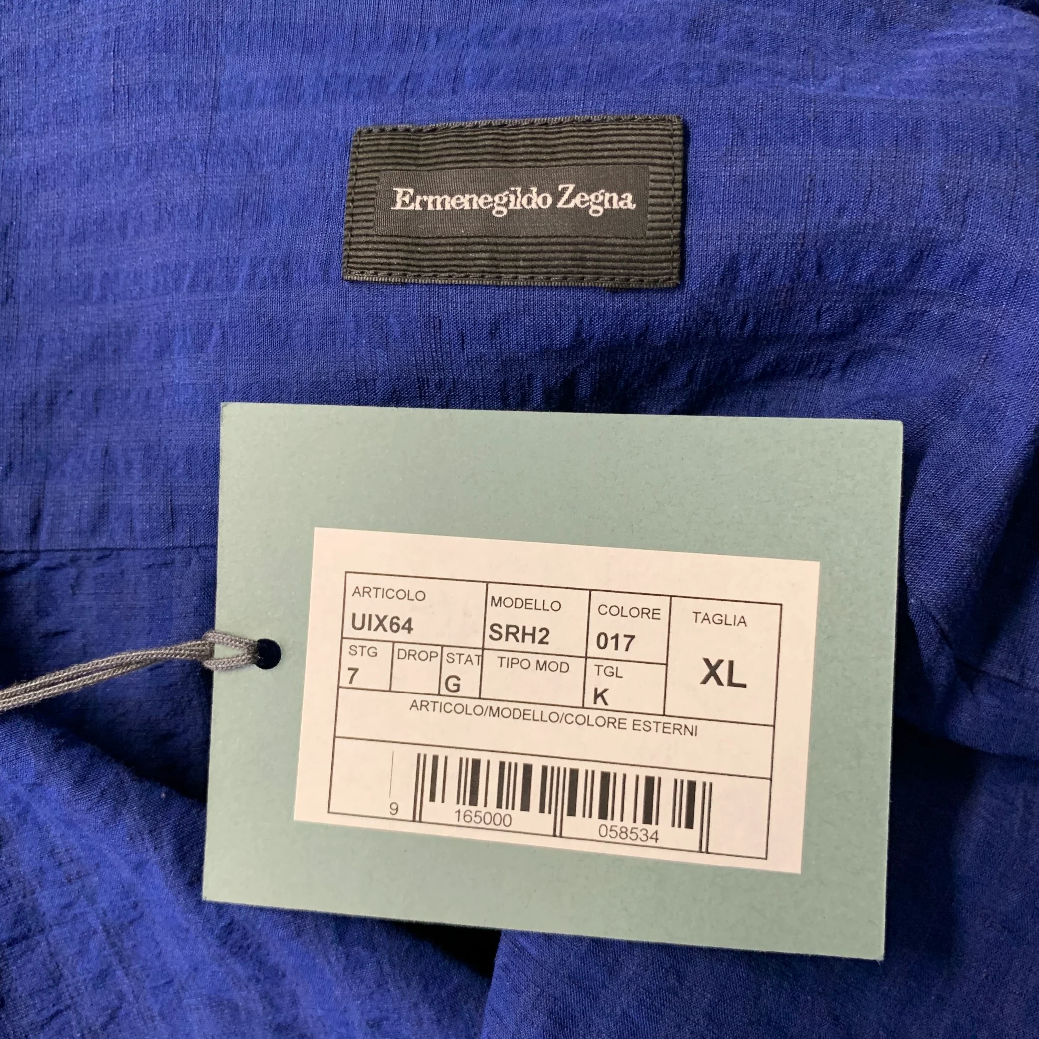 ERMENEGILDO ZEGNA Size XL Blue Seersucker Linen Blend Long Sleeve Shirt - Image 5