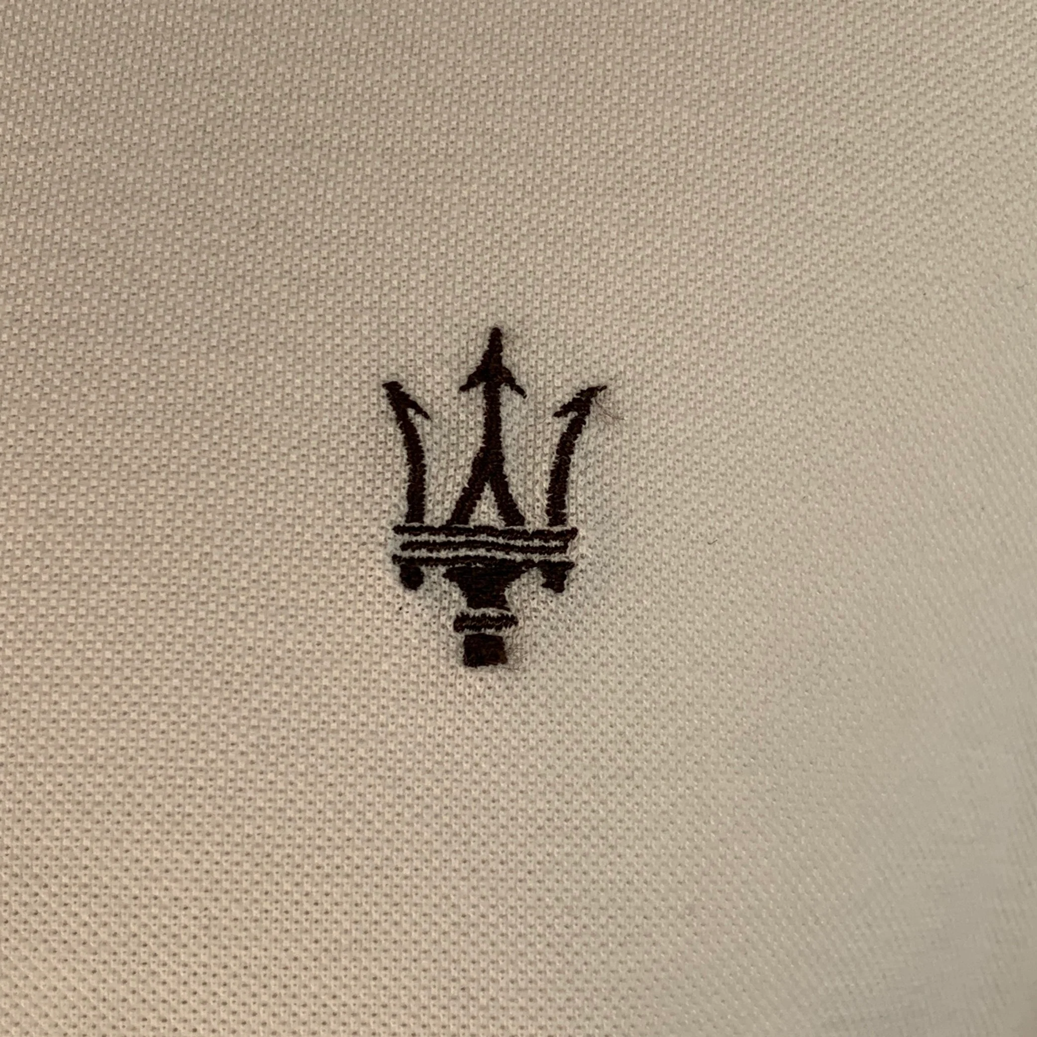 ERMENEGILDO ZEGNA Size XXXL White Brown Logo Cotton Pique Crew Neck T-shirt - Image 2