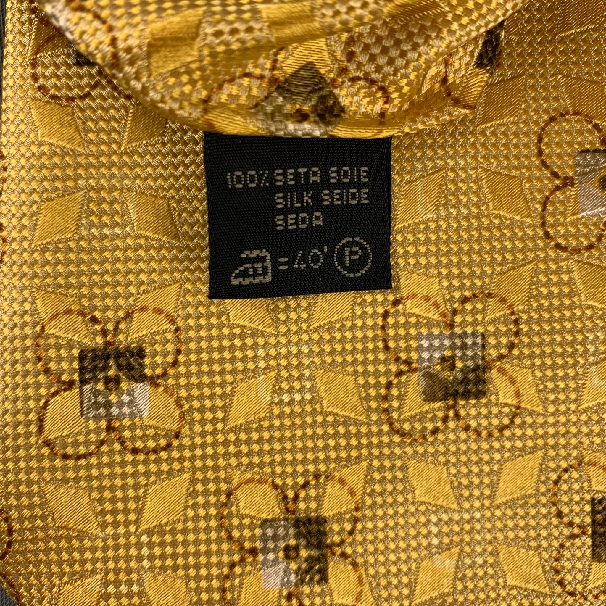 ERMENEGILDO ZEGNA Yellow Jacquard Silk Tie - Image 5