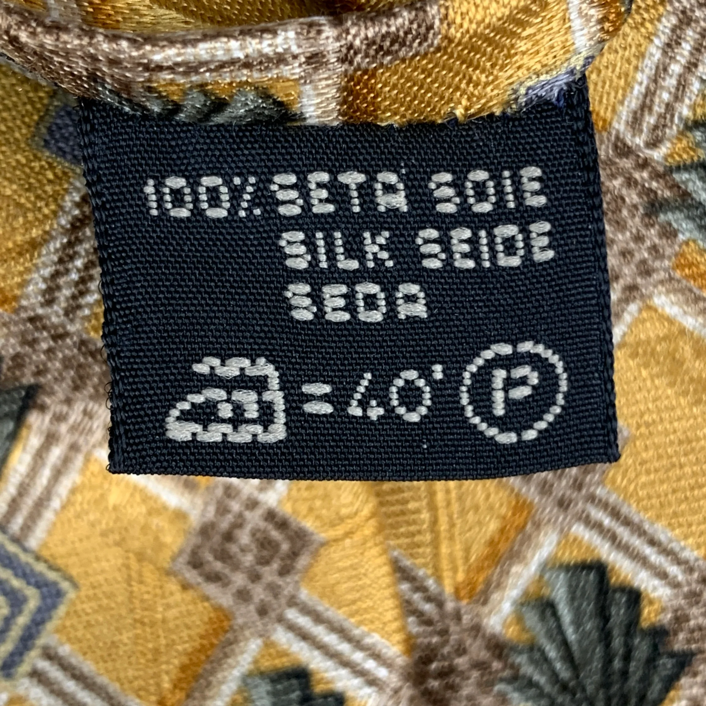 ERMENEGILDO ZEGNA Yellow Olive Rhombus Silk Tie - Image 5