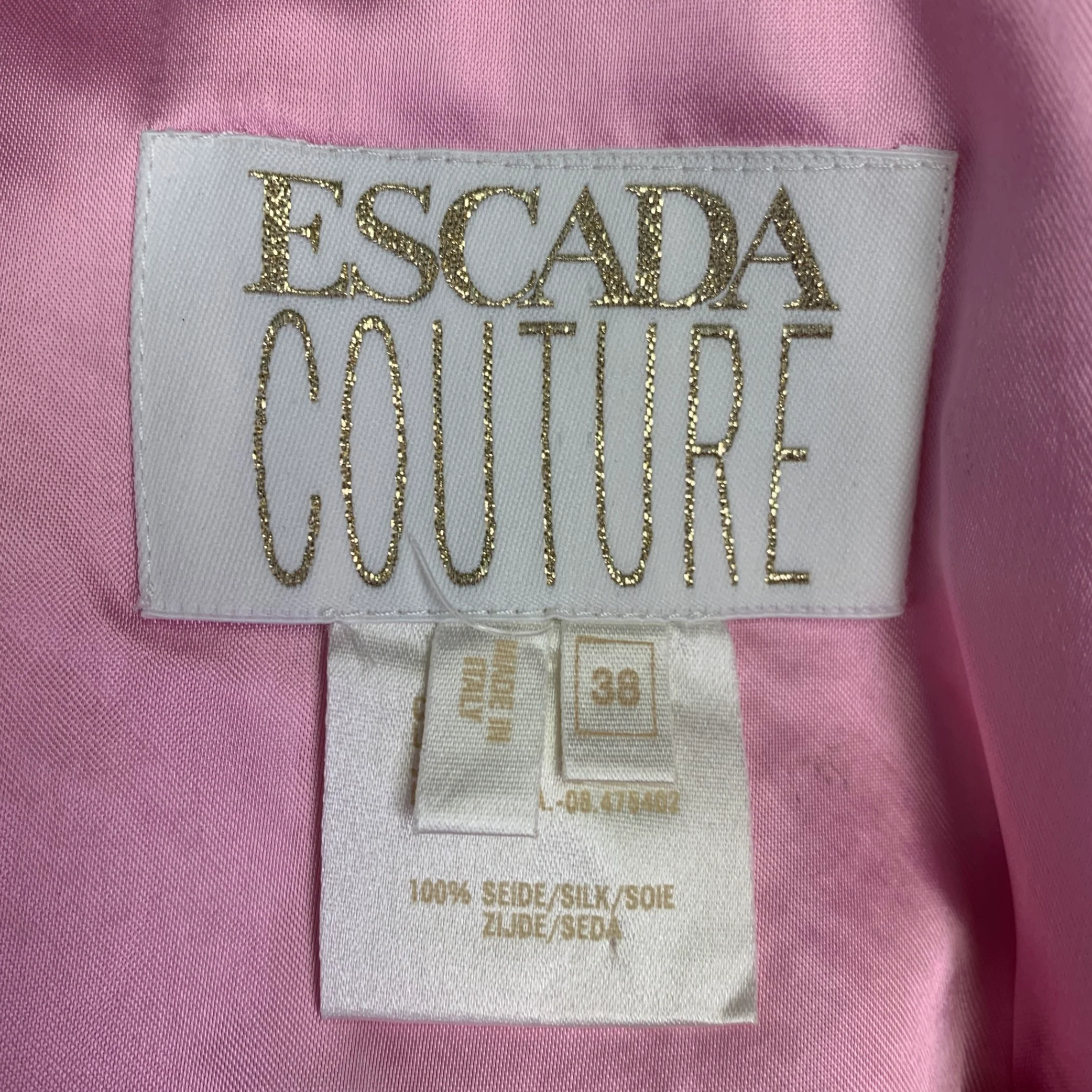ESCADA COUTURE Size 2 Pink Gold Silk Ruched Layered Evening Gown - Image 5