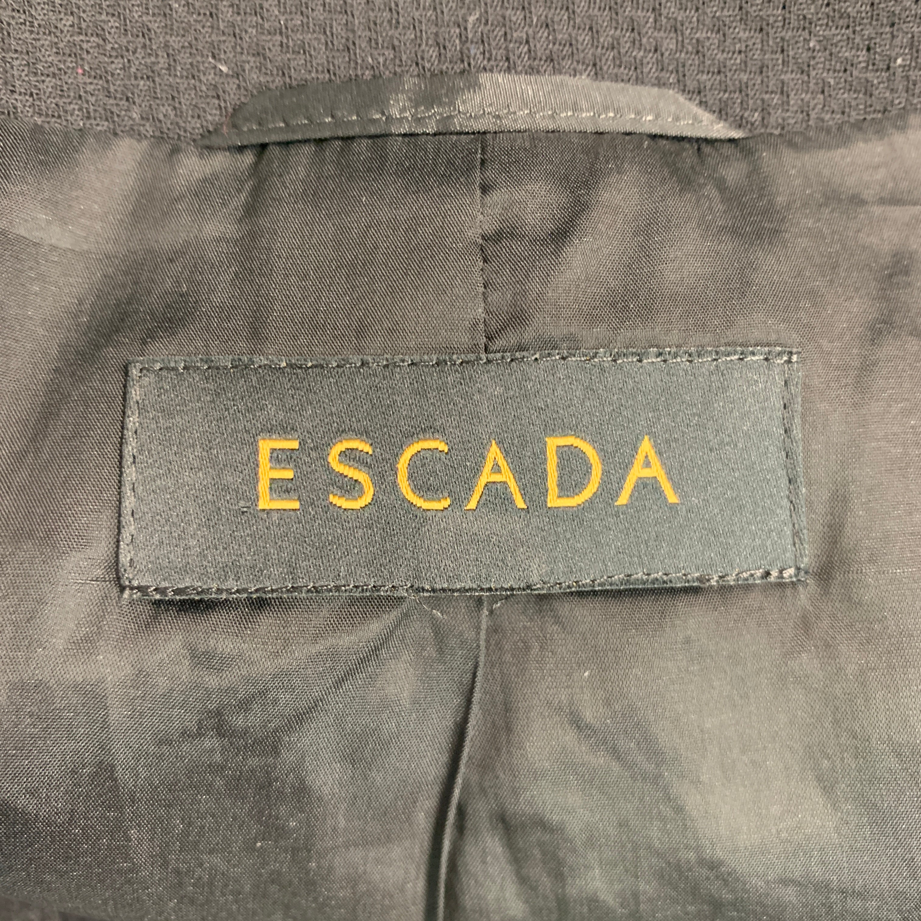 ESCADA Size 14 Black Cream Wool Eastane Color Block Jacket Blazer - Image 4
