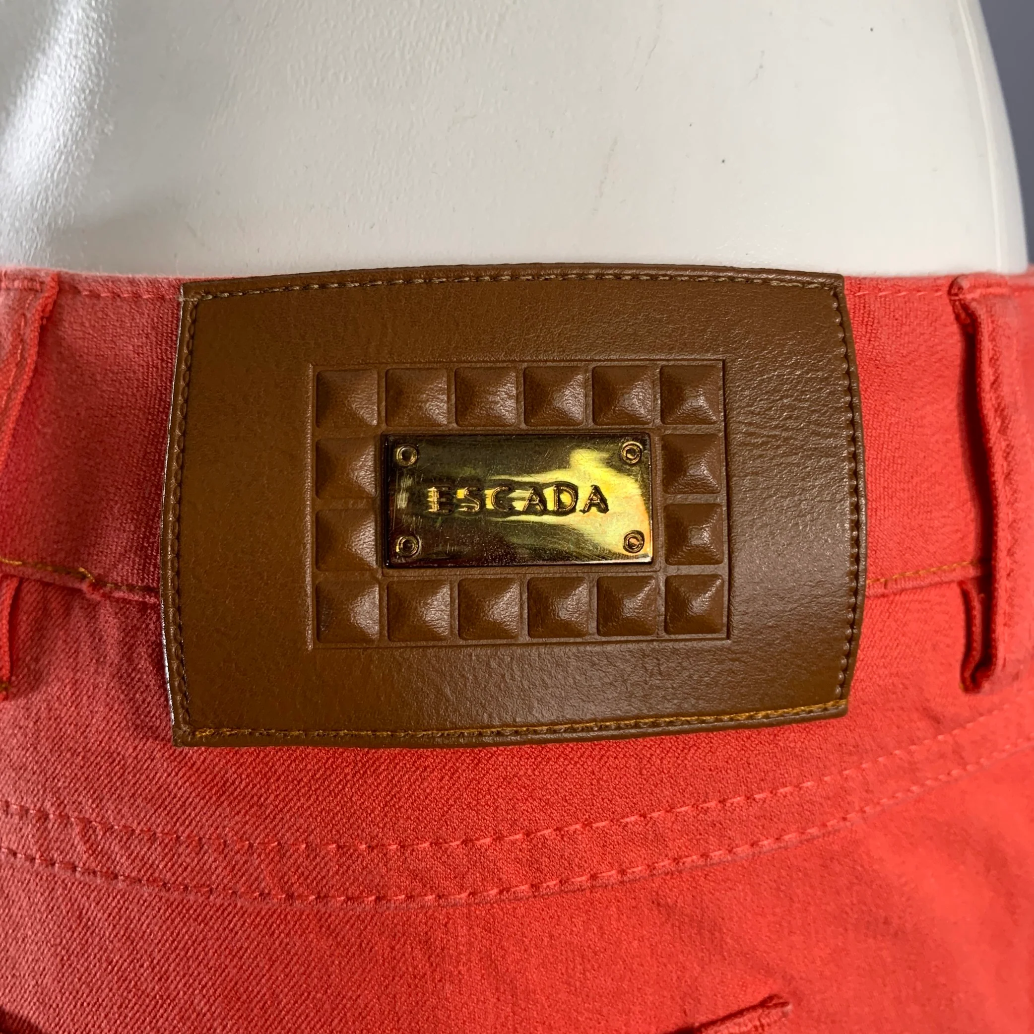 ESCADA Size 28 Coral Cotton Blend Casual Pants - Image 3